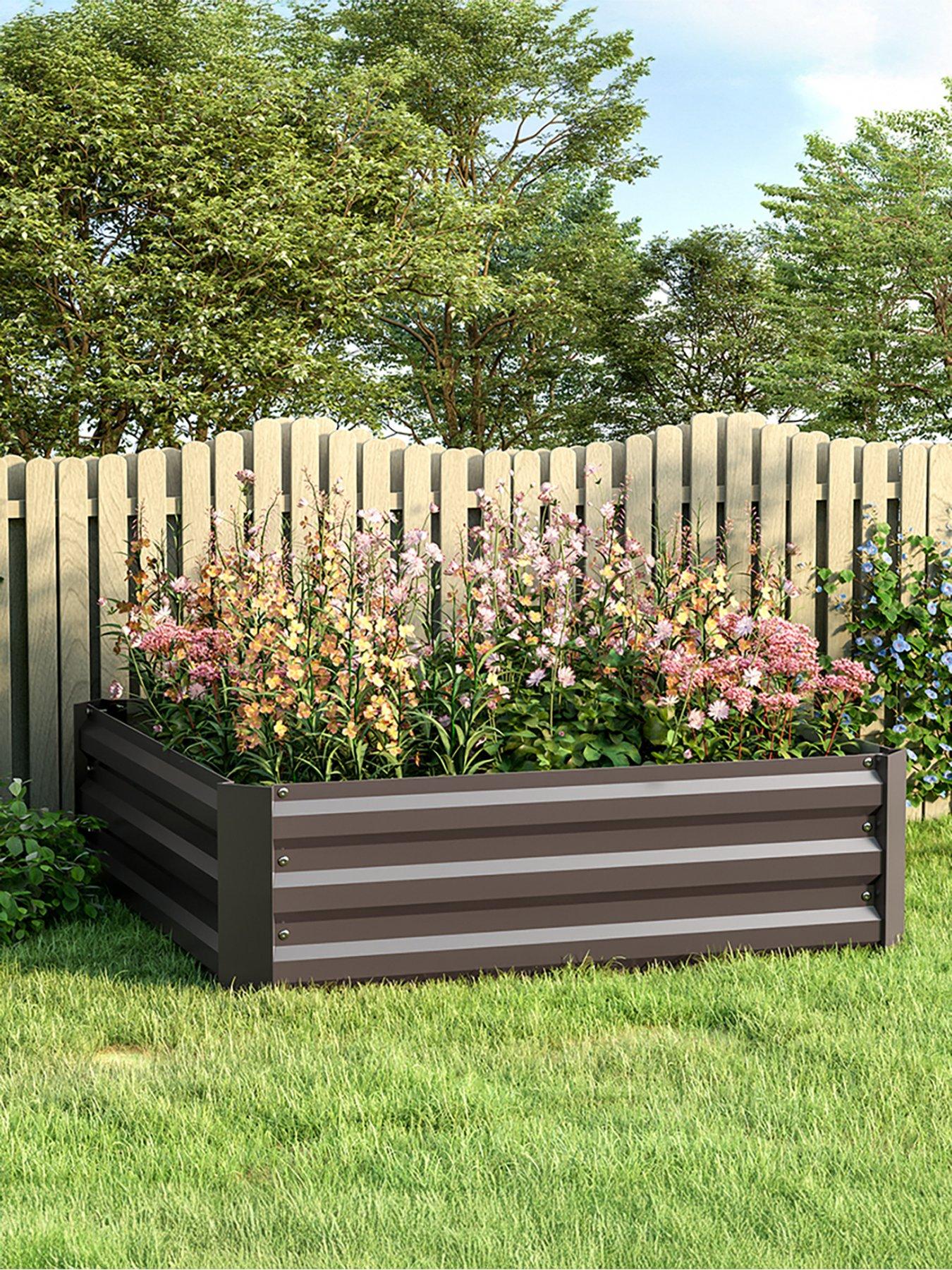 image of living-and-home-square-raised-garden-bed-w-100-cm-x-d-100-cm