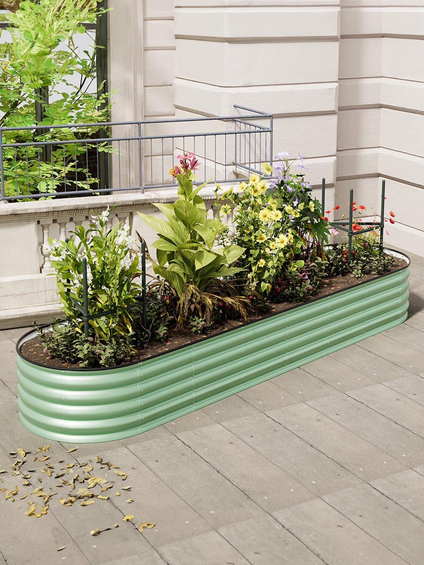 Living and Home Oval Raised Garden Bed Light Green D 80 x L 320 cm