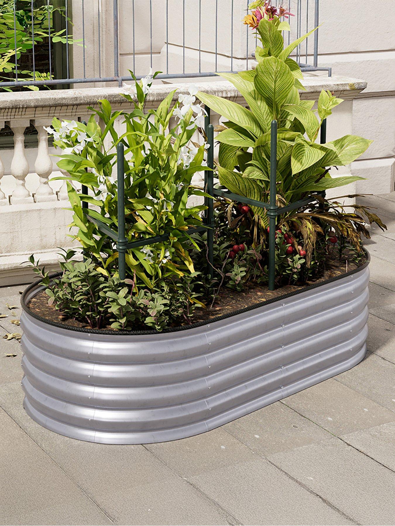 Living and Home Oval Raised Garden Bed Silver D 80 x L 160 cm