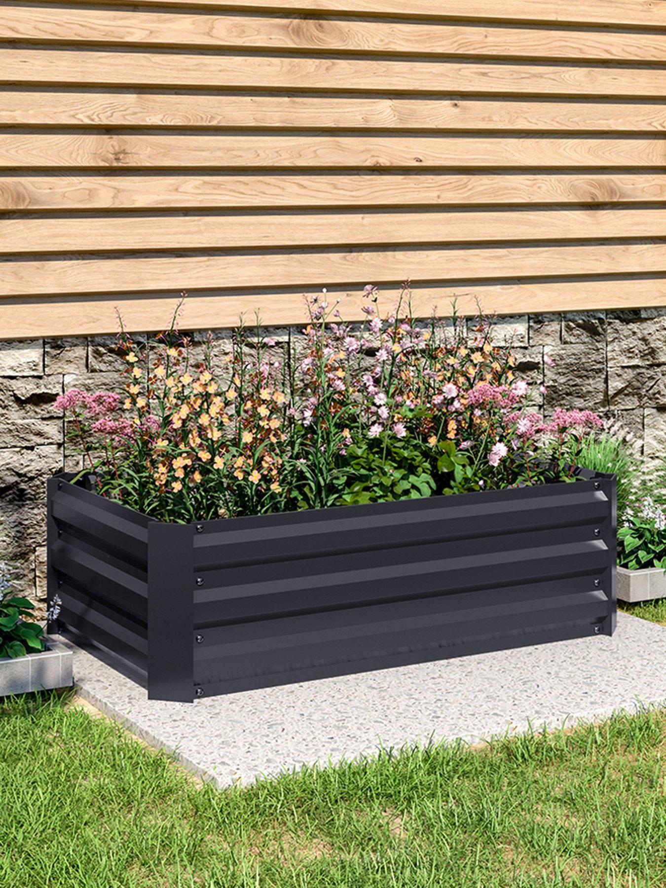 Living and Home Rectangular Raised Garden Bed Black 100cm W x 60cm D