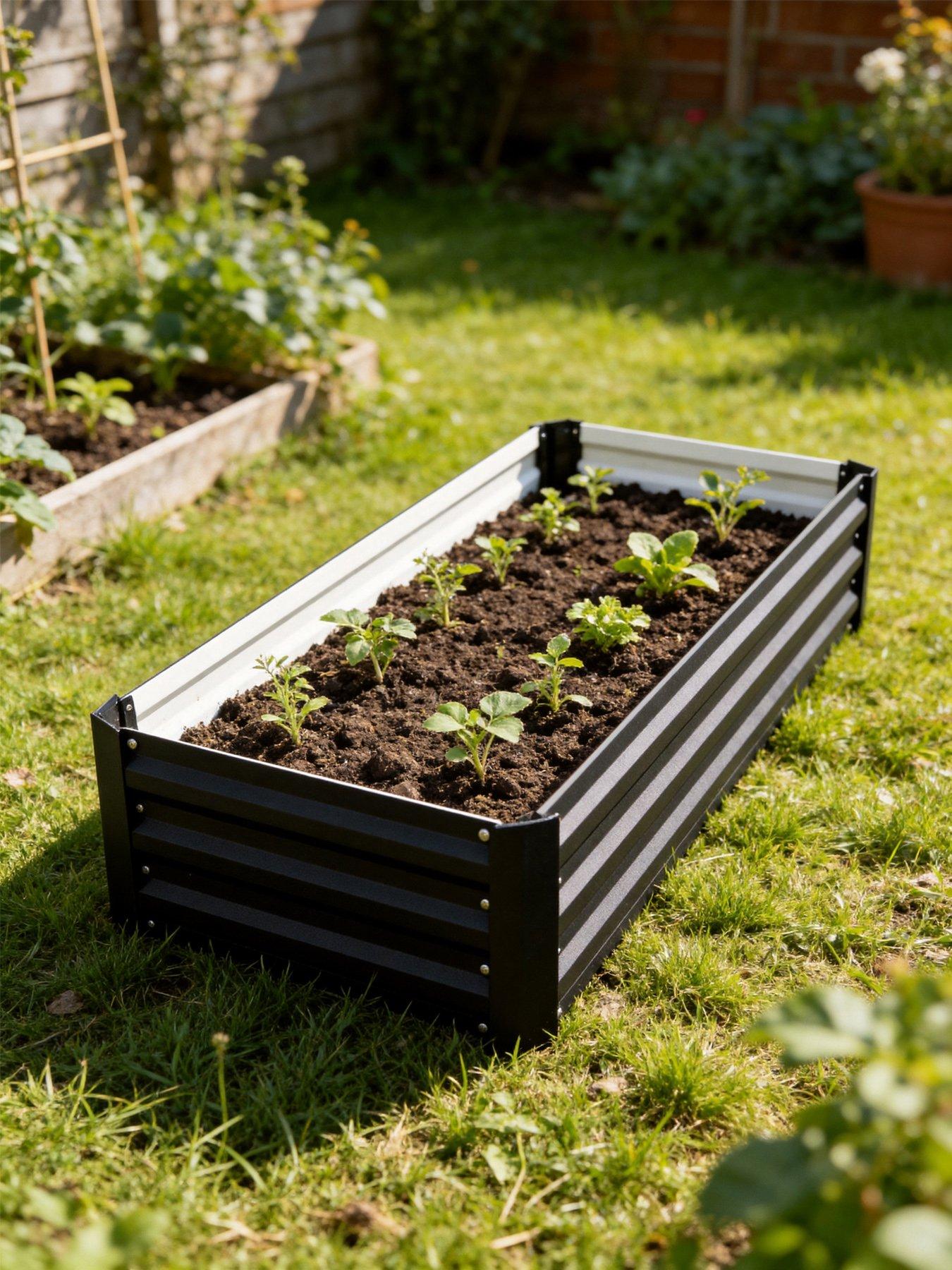 Living and Home Rectangular Raised Garden Bed Black 100cm W x 60cm D