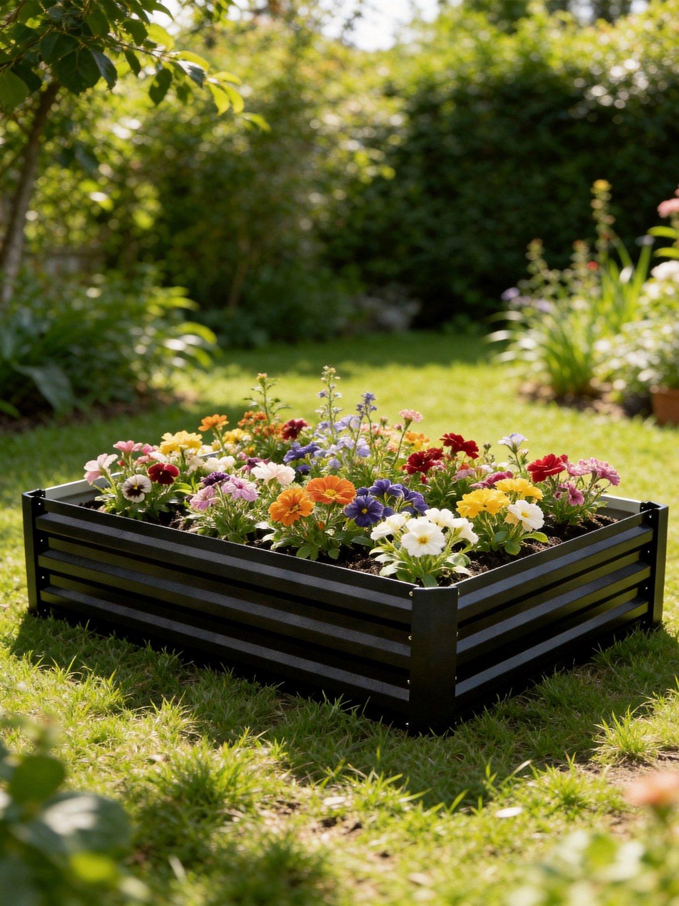 Living and Home Rectangular Raised Garden Bed Black 120cm W x 90cm D