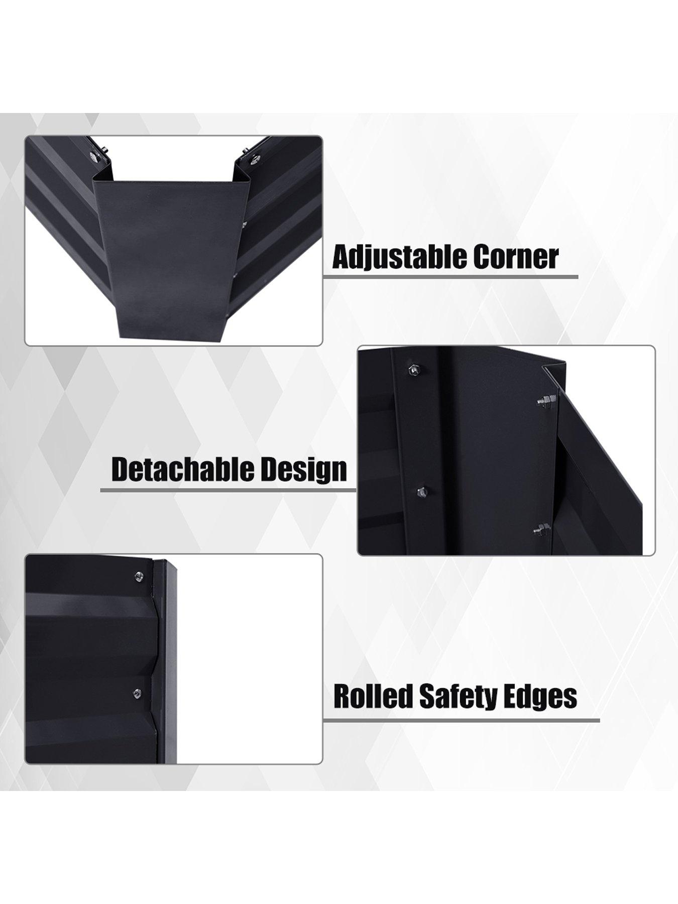  image of living-and-home-rectangular-raised-garden-bed-black-120cm-w-x-90cm-d