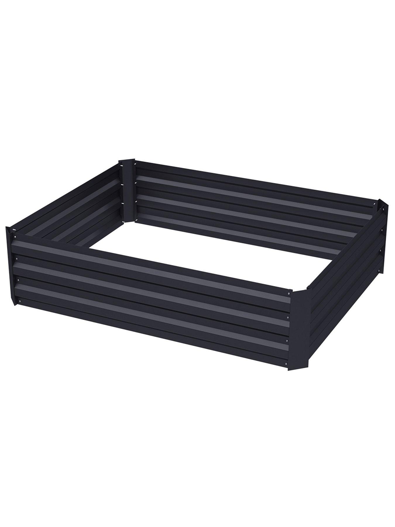  image of living-and-home-rectangular-raised-garden-bed-black-120cm-w-x-90cm-d