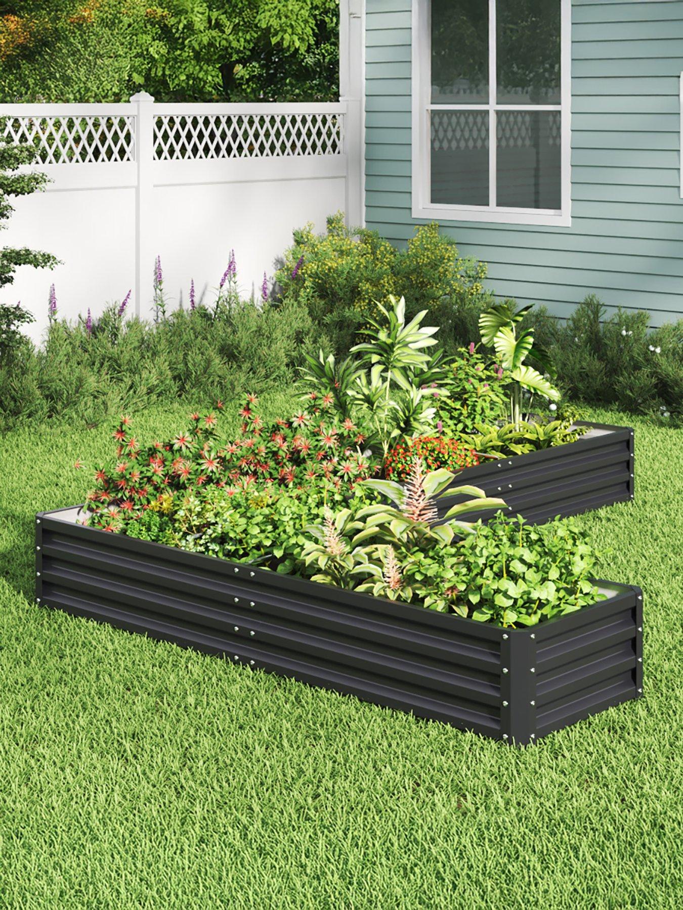  image of living-and-home-l-shaped-raised-garden-bed-l-207-cm-x-w-277-cm