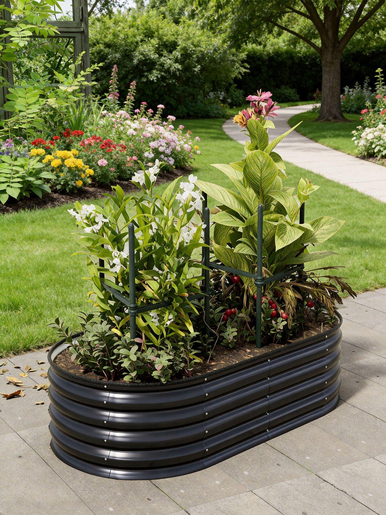 Living and Home Oval Raised Garden Bed D 80 x L 160 cm