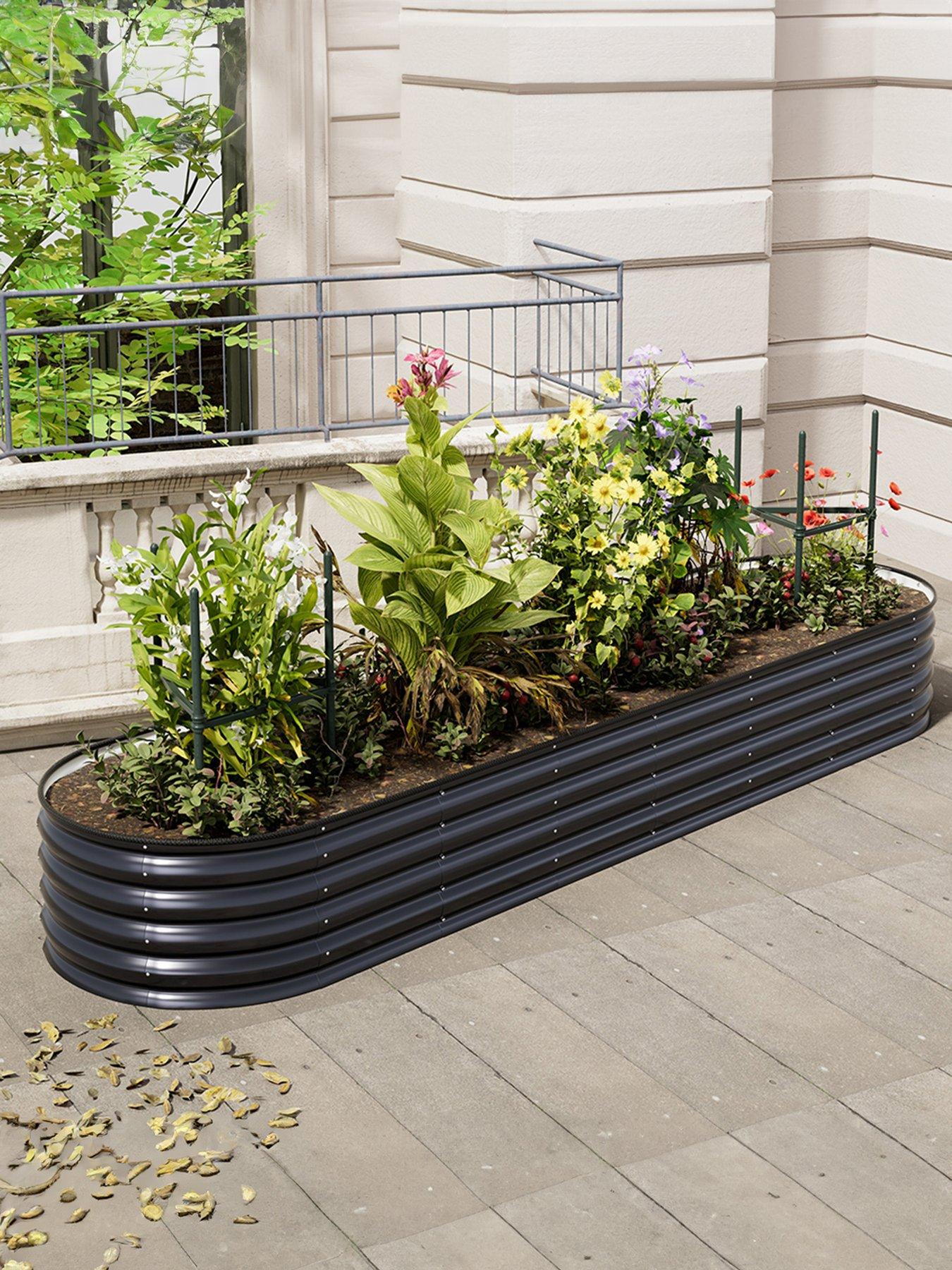  image of living-and-home-oval-raised-garden-bed-d-80-x-l-320-cm