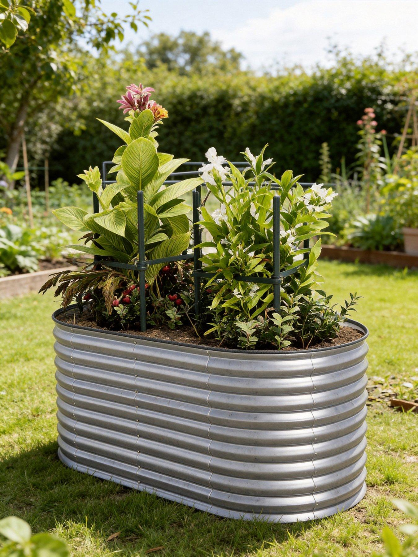 Living and Home Oval Raised Garden Bed Silver D 80 x L 160 x H 80 cm