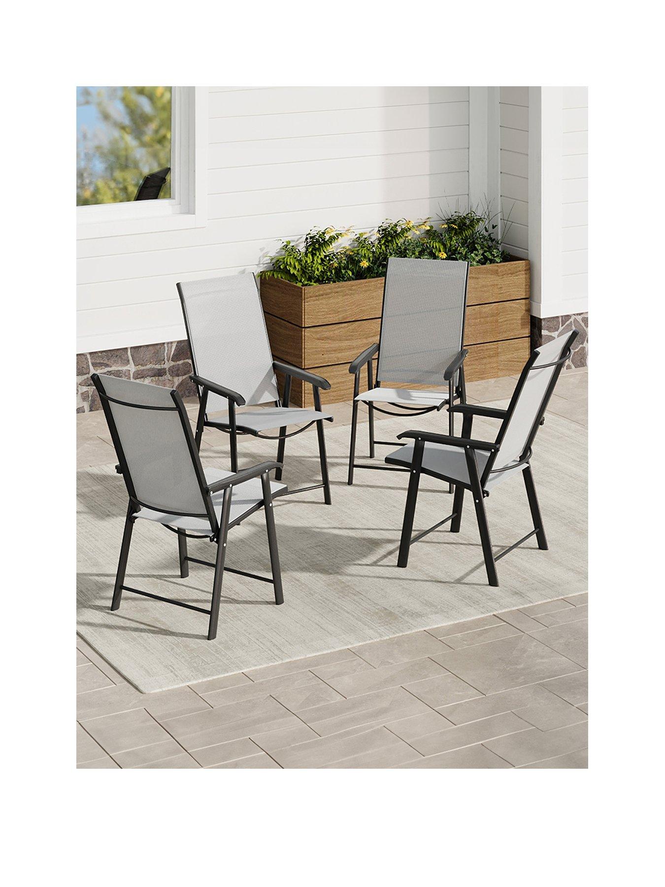 image of living-and-home-4-pcs-foldable-garden-chair-black