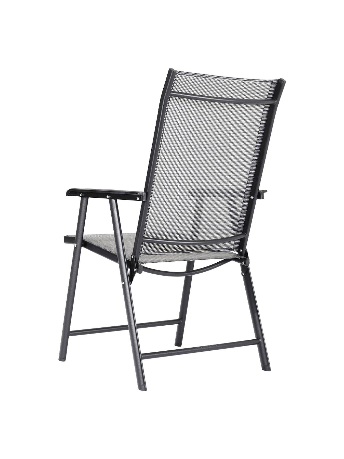  image of living-and-home-4-pcs-foldable-garden-chair-black