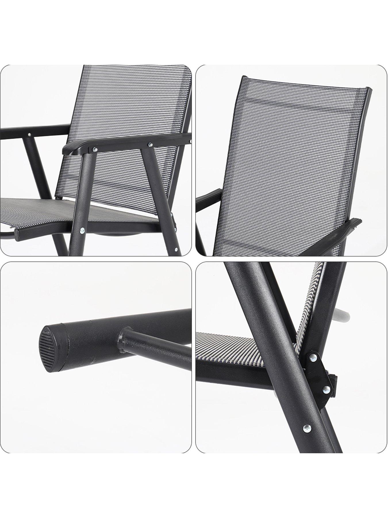  image of living-and-home-4-pcs-foldable-garden-chair-black