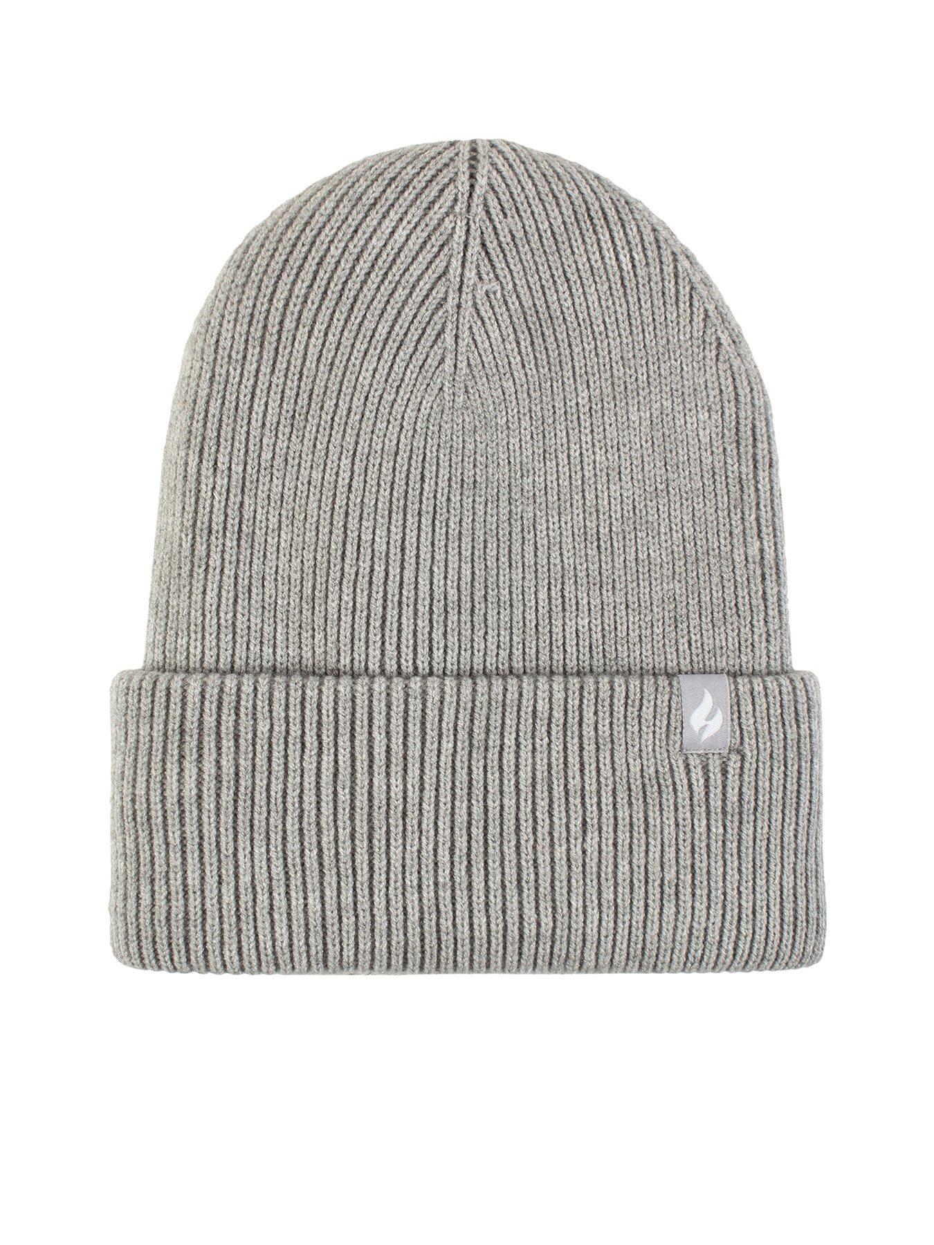  image of heat-holders-vermont-fine-rib-turn-over-hat-frost-grey
