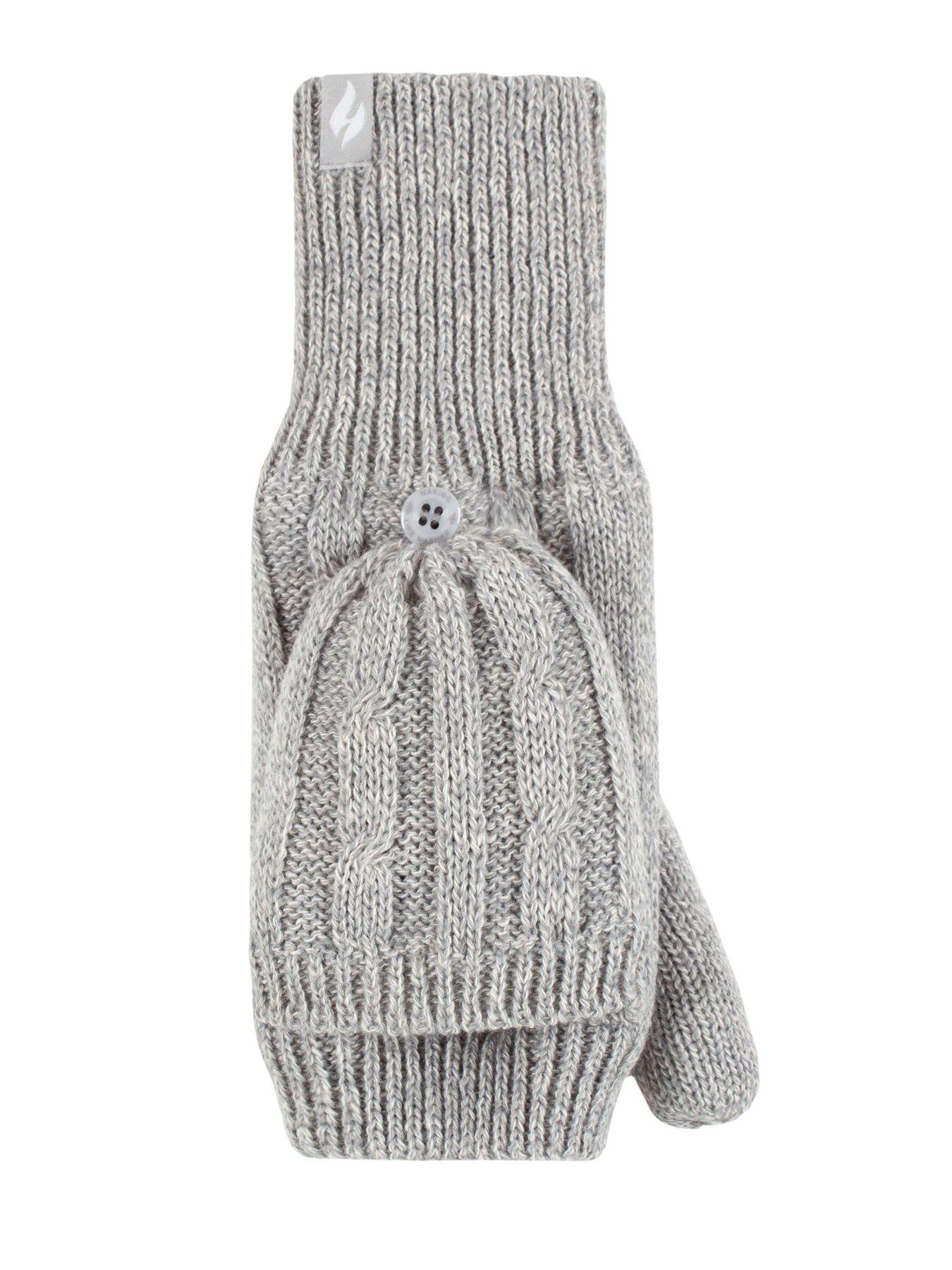  image of heat-holders-ash-cable-knit-converter-mittens-light-grey