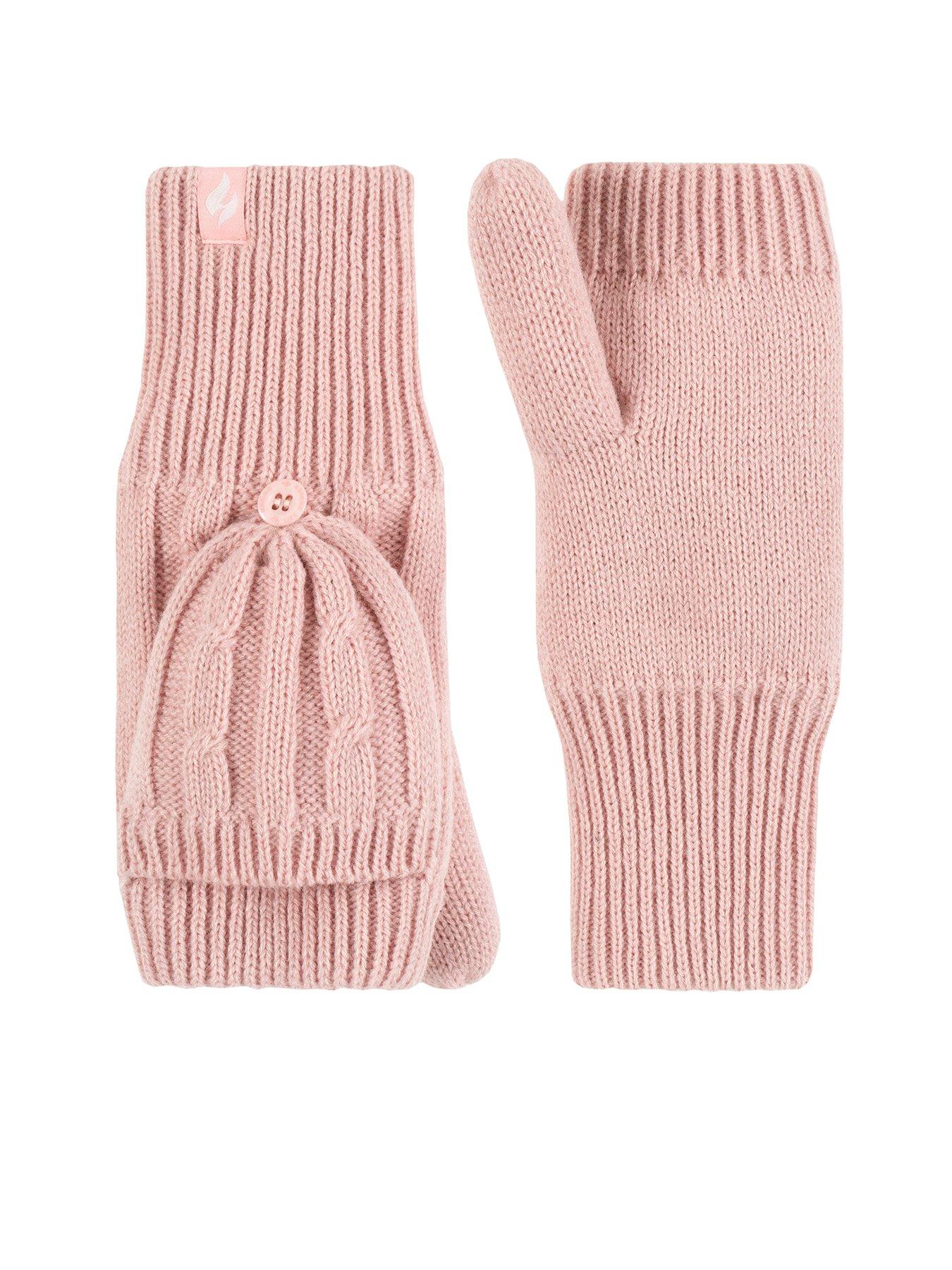 Image 1 of 4 of Heat Holders Ash Cable Knit Converter Mittens - Dusky Pink