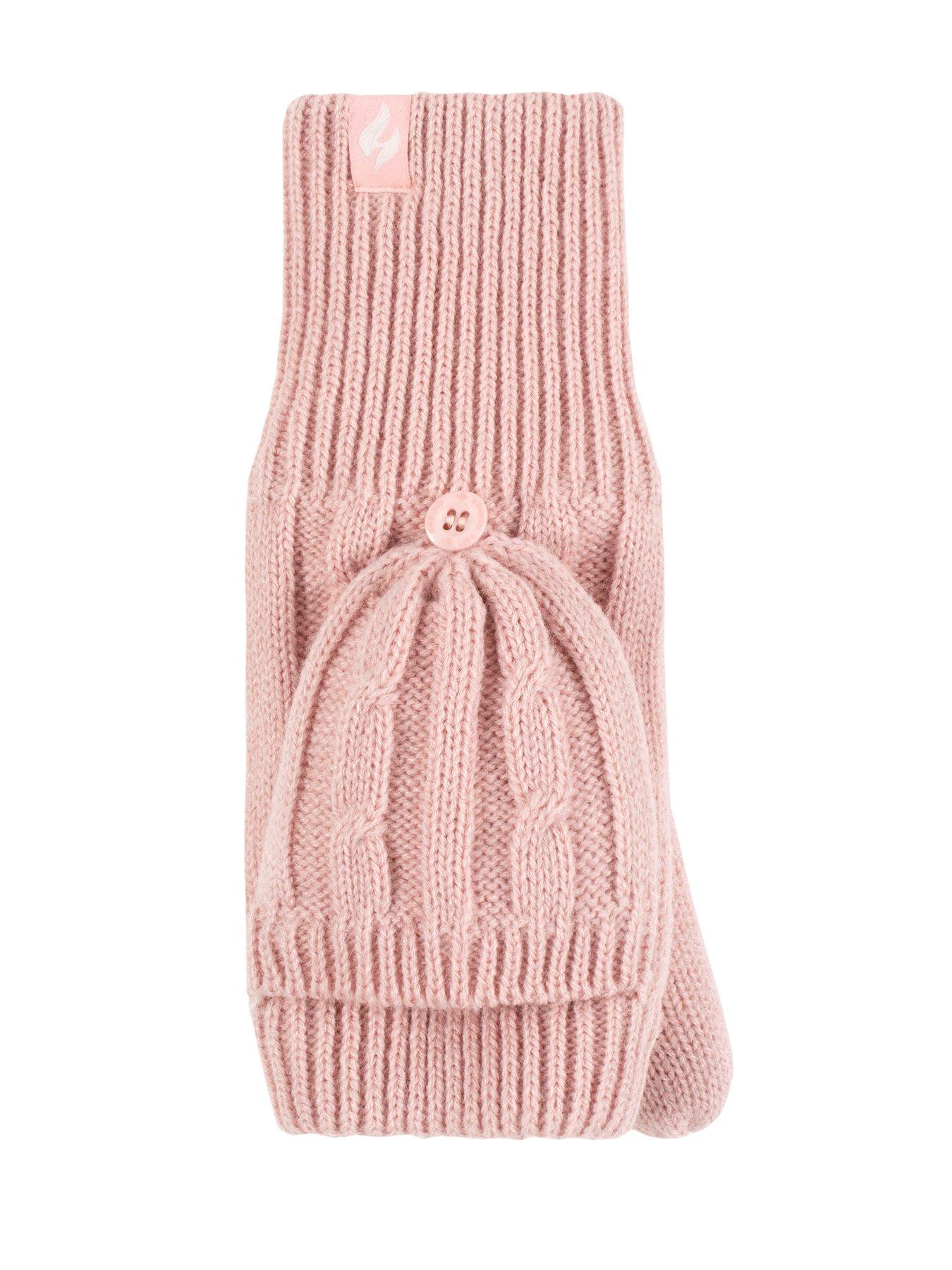 Image 2 of 4 of Heat Holders Ash Cable Knit Converter Mittens - Dusky Pink