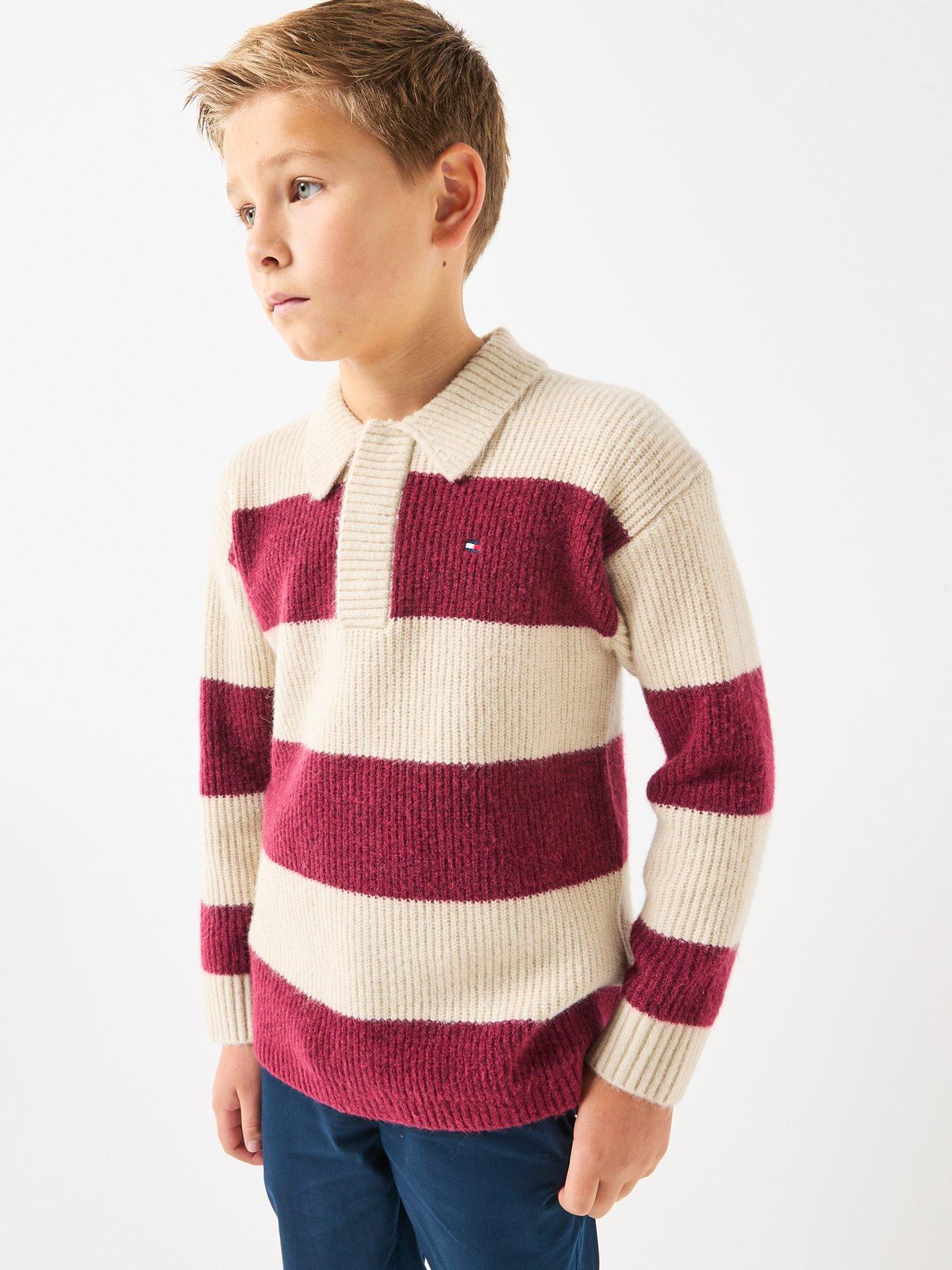  image of tommy-hilfiger-boys-wool-blend-rib-rugby-sweater-multi