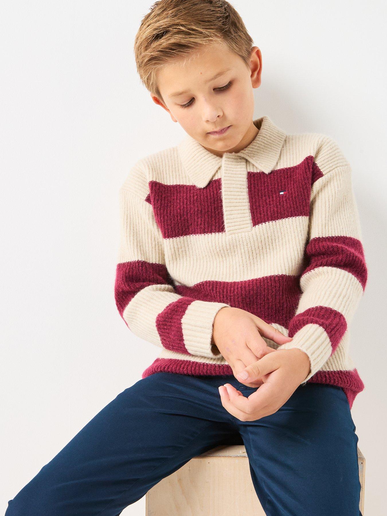  image of tommy-hilfiger-boys-wool-blend-rib-rugby-sweater-multi