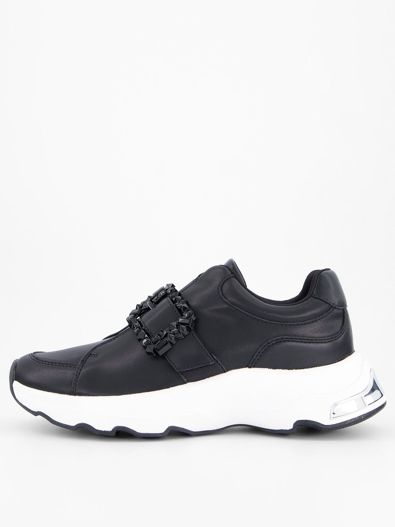 front image of dkny-jendaya-buckle-sneaker-black