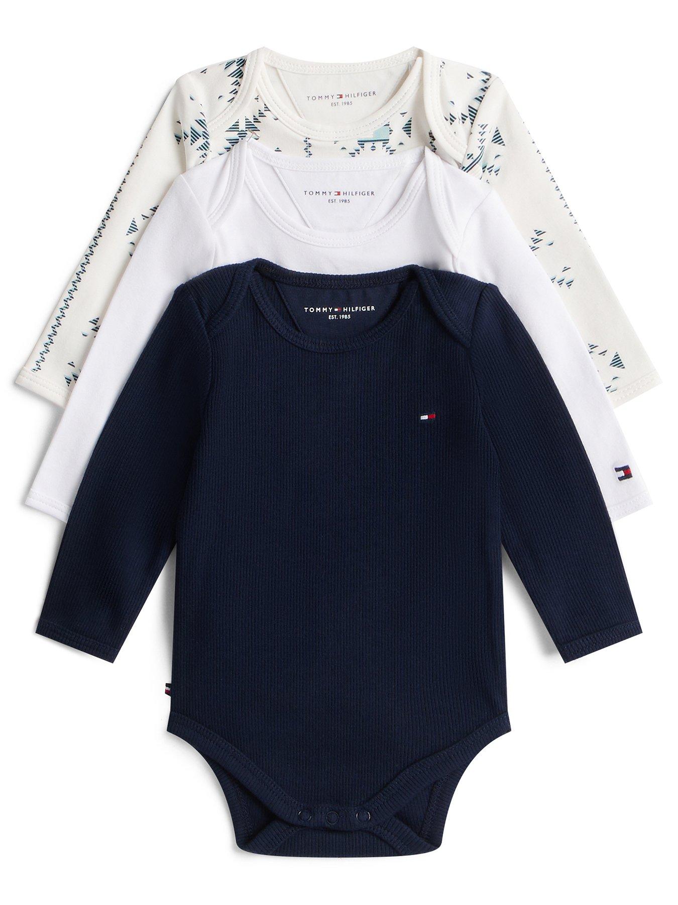 front image of tommy-hilfiger-baby-boys-3-pack-long-sleeve-aop-bodysuit-set-multi
