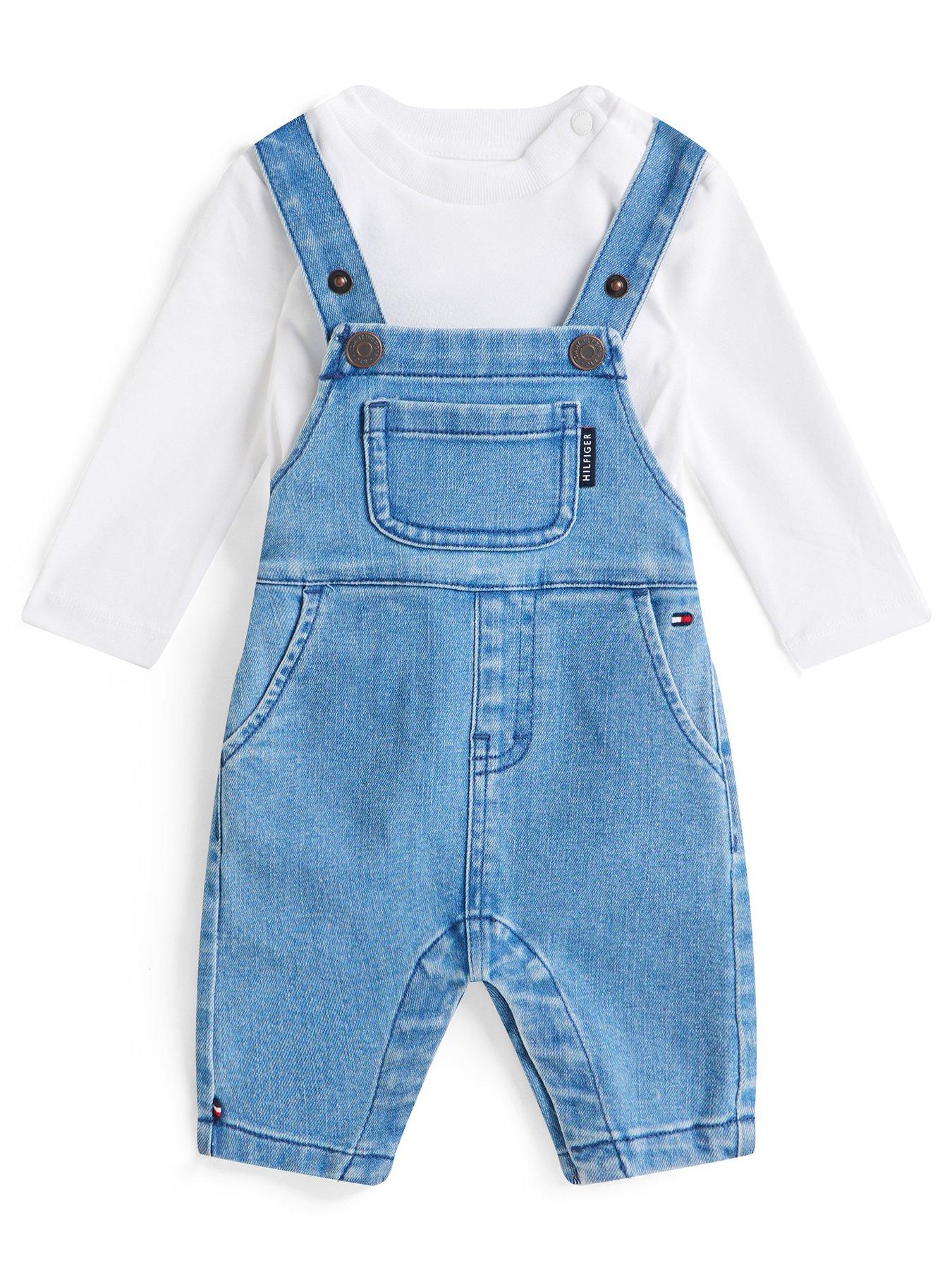 Tommy Hilfiger Baby Boys Denim Dungarees and T-Shirt Set - Blue