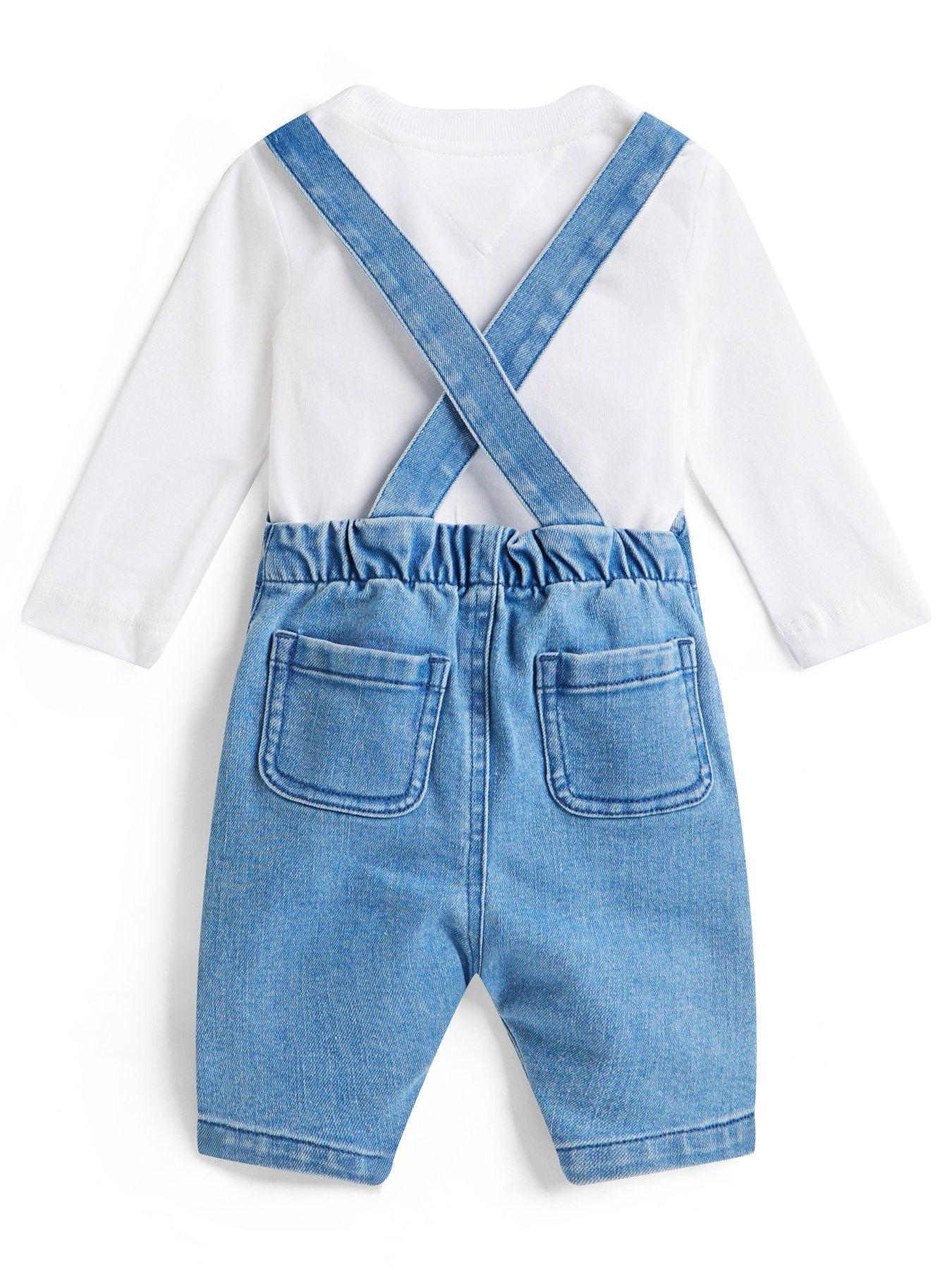 Image 2 of 2 of Tommy Hilfiger Baby Boys Denim Dungarees and T-Shirt Set - Blue