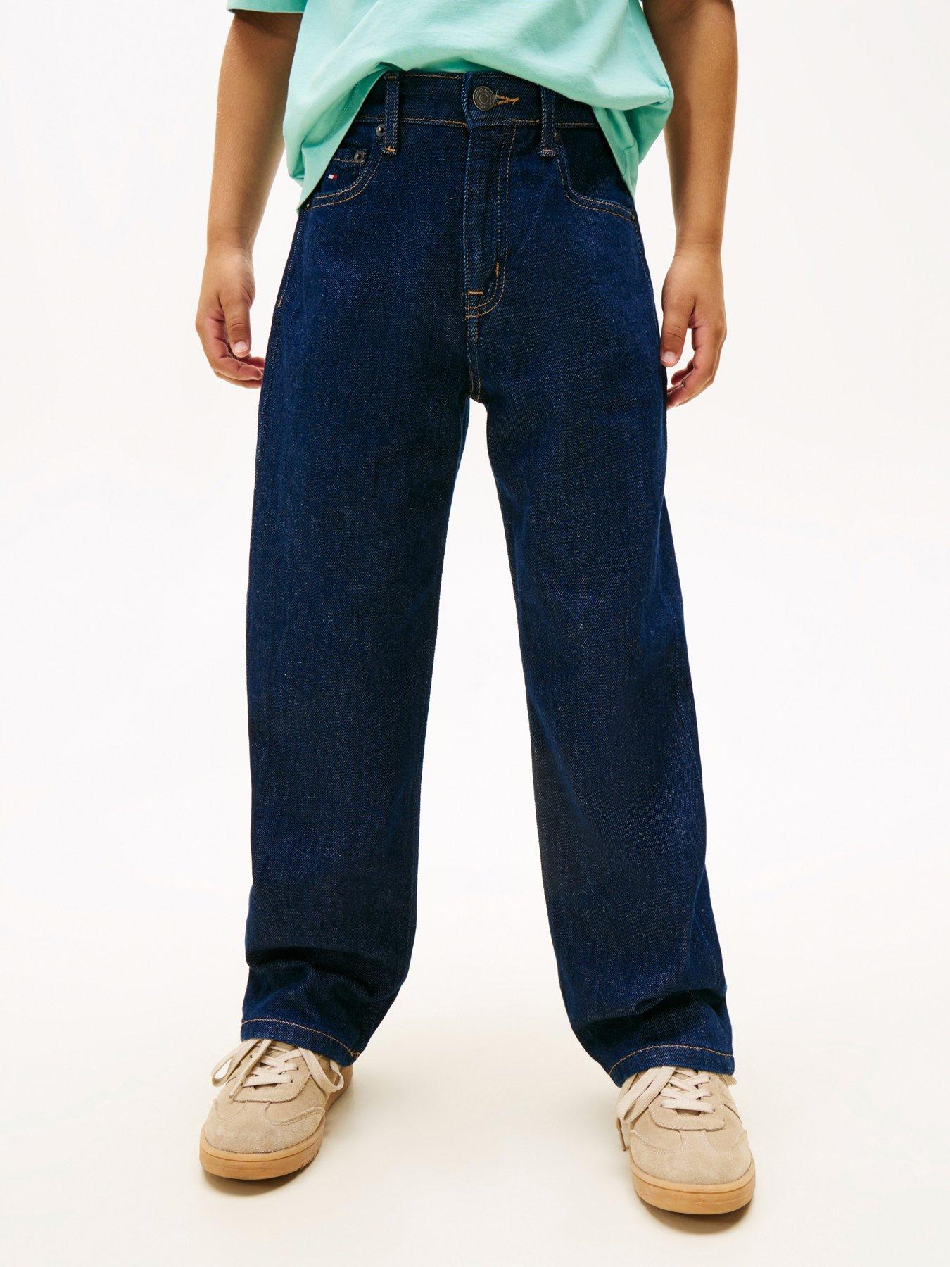 image of tommy-hilfiger-boys-relaxed-rinse-jeans-dark-blue