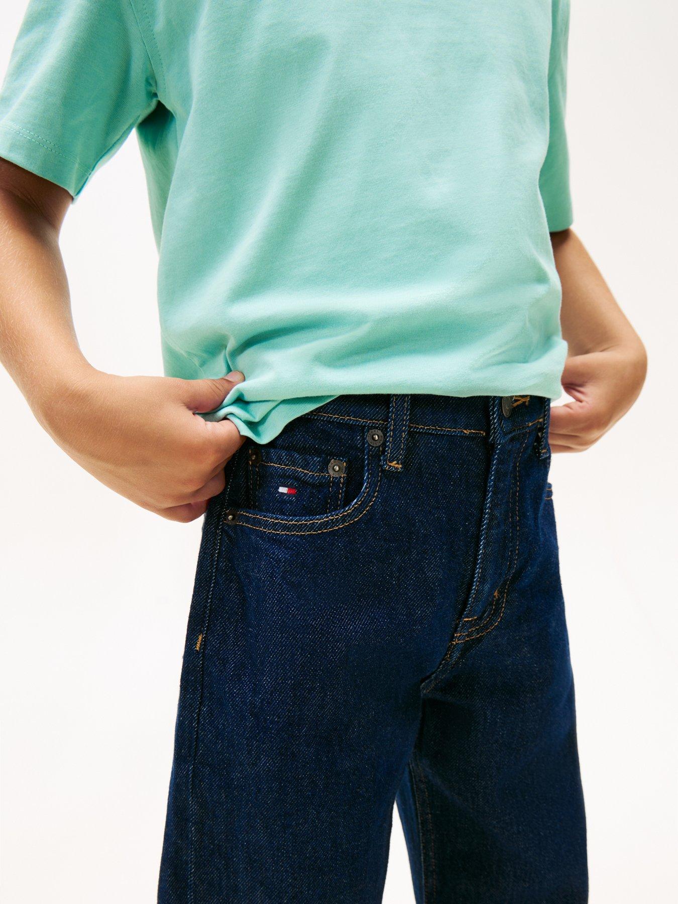  image of tommy-hilfiger-boys-relaxed-rinse-jeans-dark-blue
