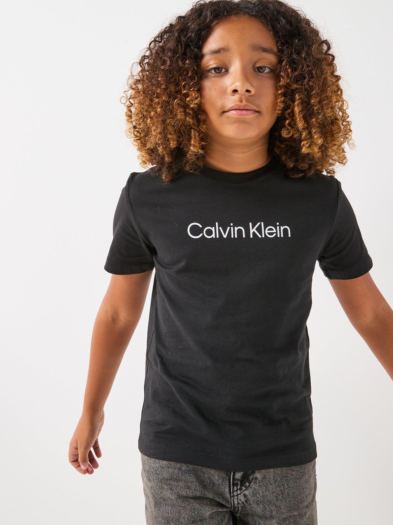 front image of calvin-klein-jeans-kids-inst-logo-short-sleeve-t-shirt-black