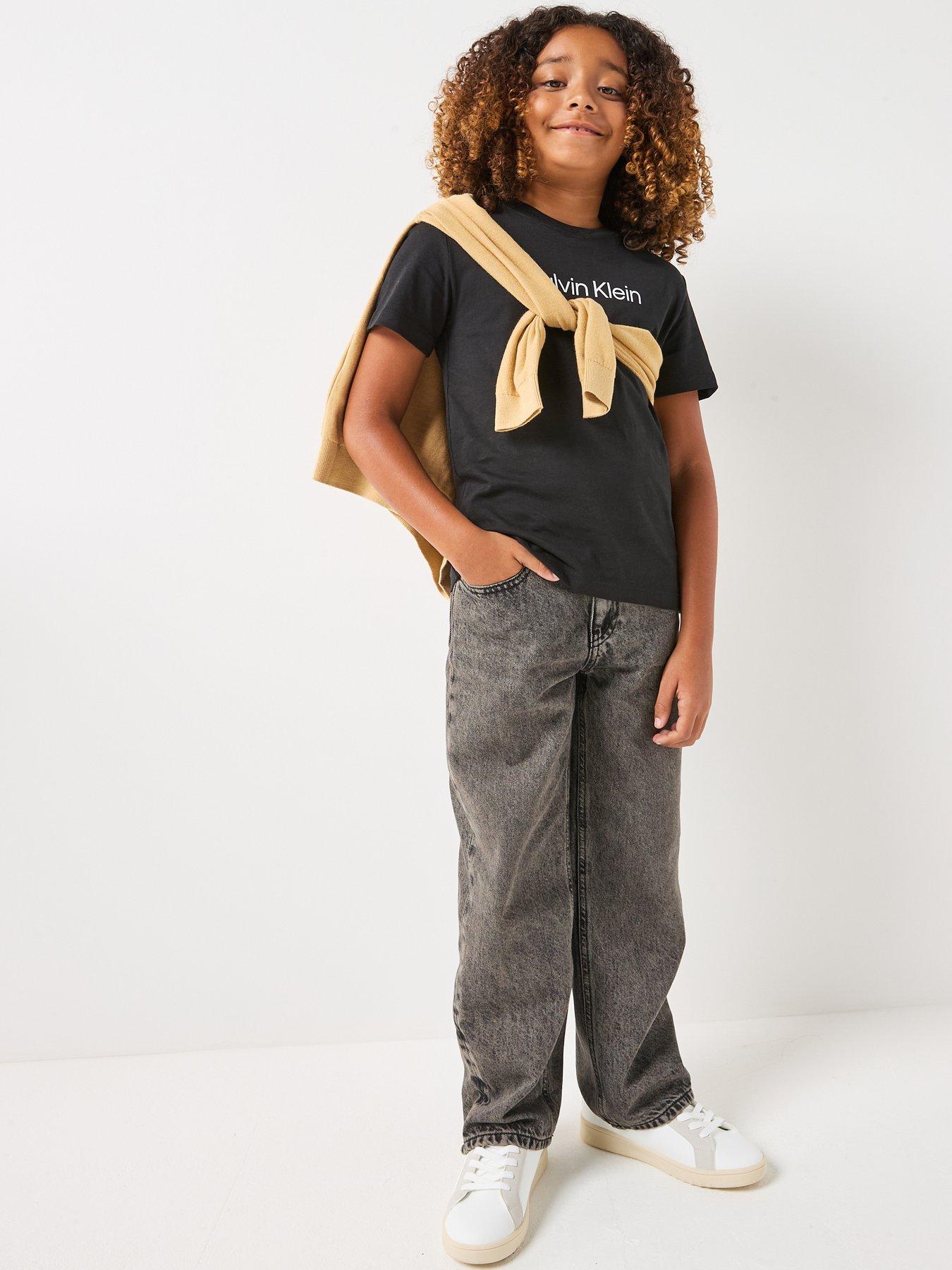  image of calvin-klein-jeans-kids-inst-logo-short-sleeve-t-shirt-black