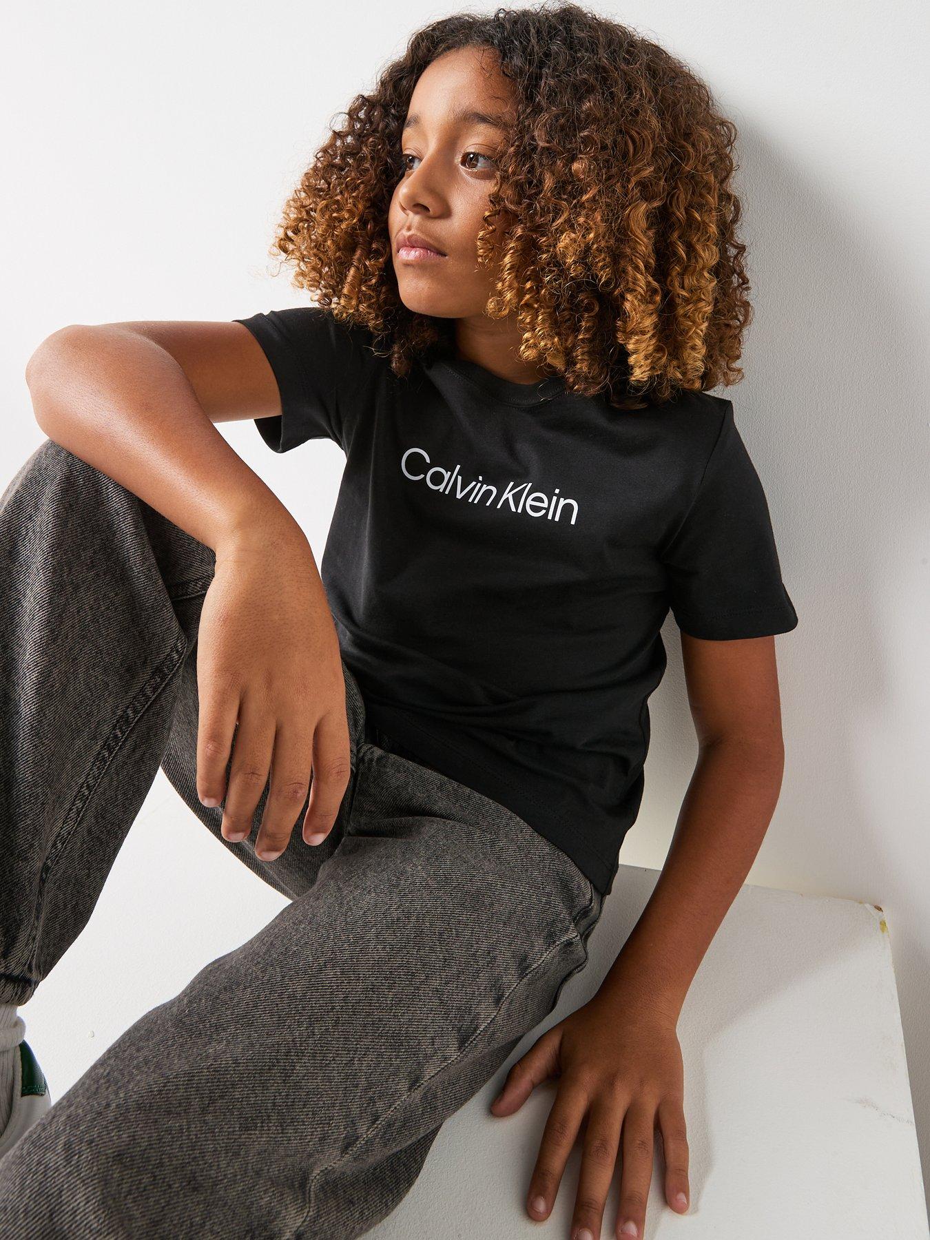  image of calvin-klein-jeans-kids-inst-logo-short-sleeve-t-shirt-black