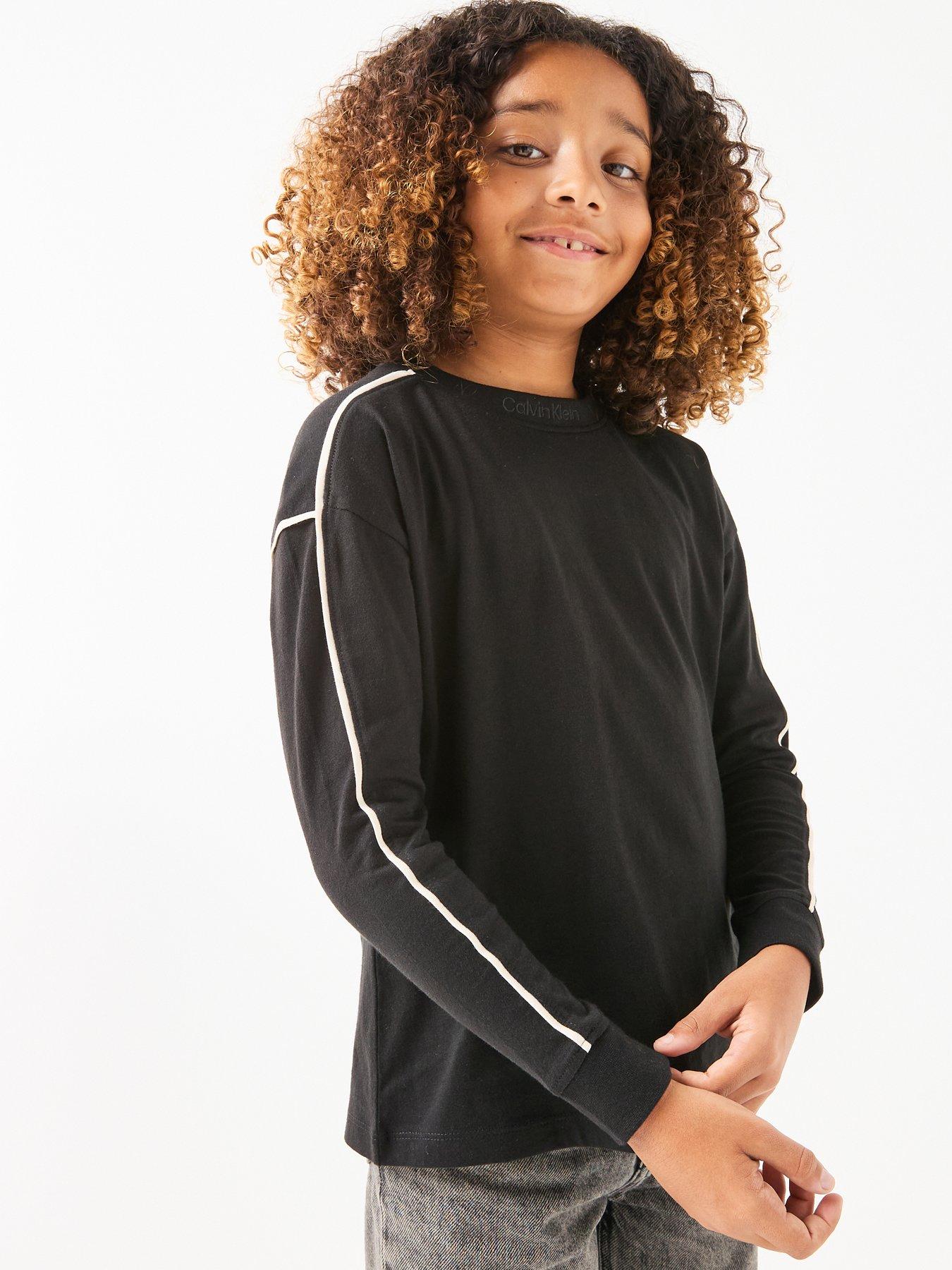  image of calvin-klein-jeans-boys-long-sleeve-t-shirt-black
