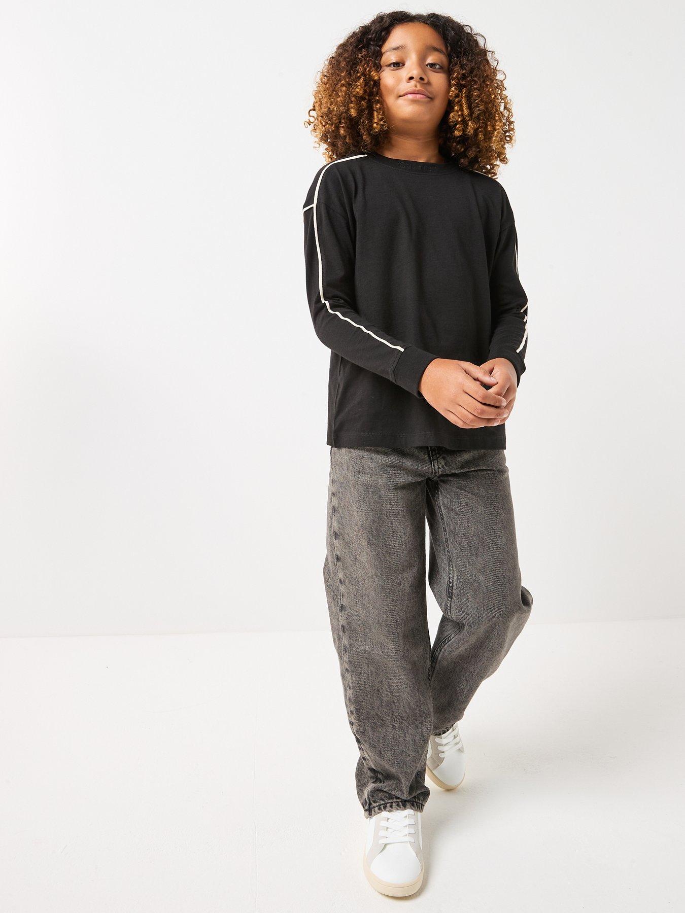  image of calvin-klein-jeans-boys-long-sleeve-t-shirt-black