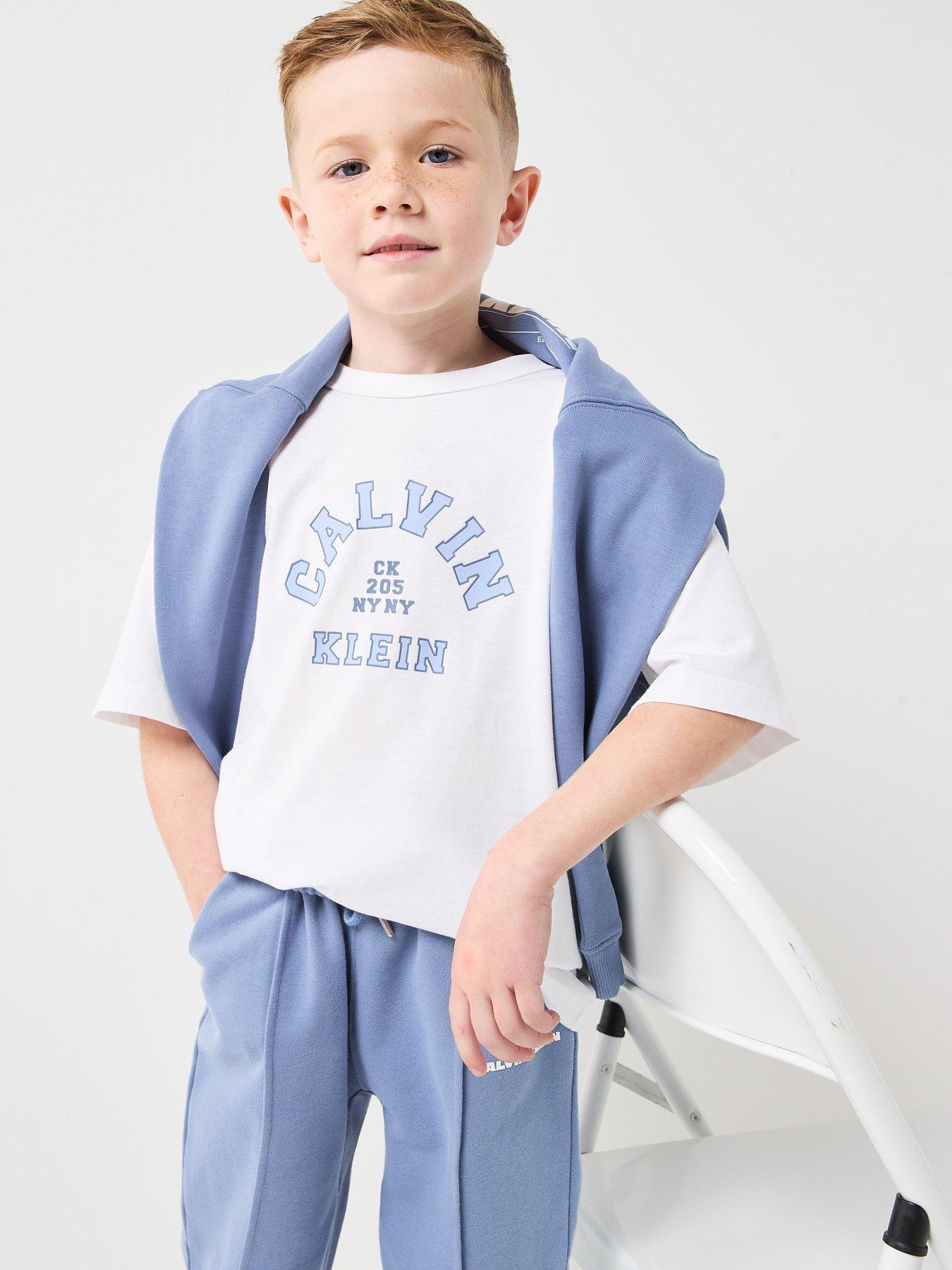 Image 5 of 5 of Calvin Klein Jeans Boys Varsity Graphic Short Sleeve T-Shirt - White