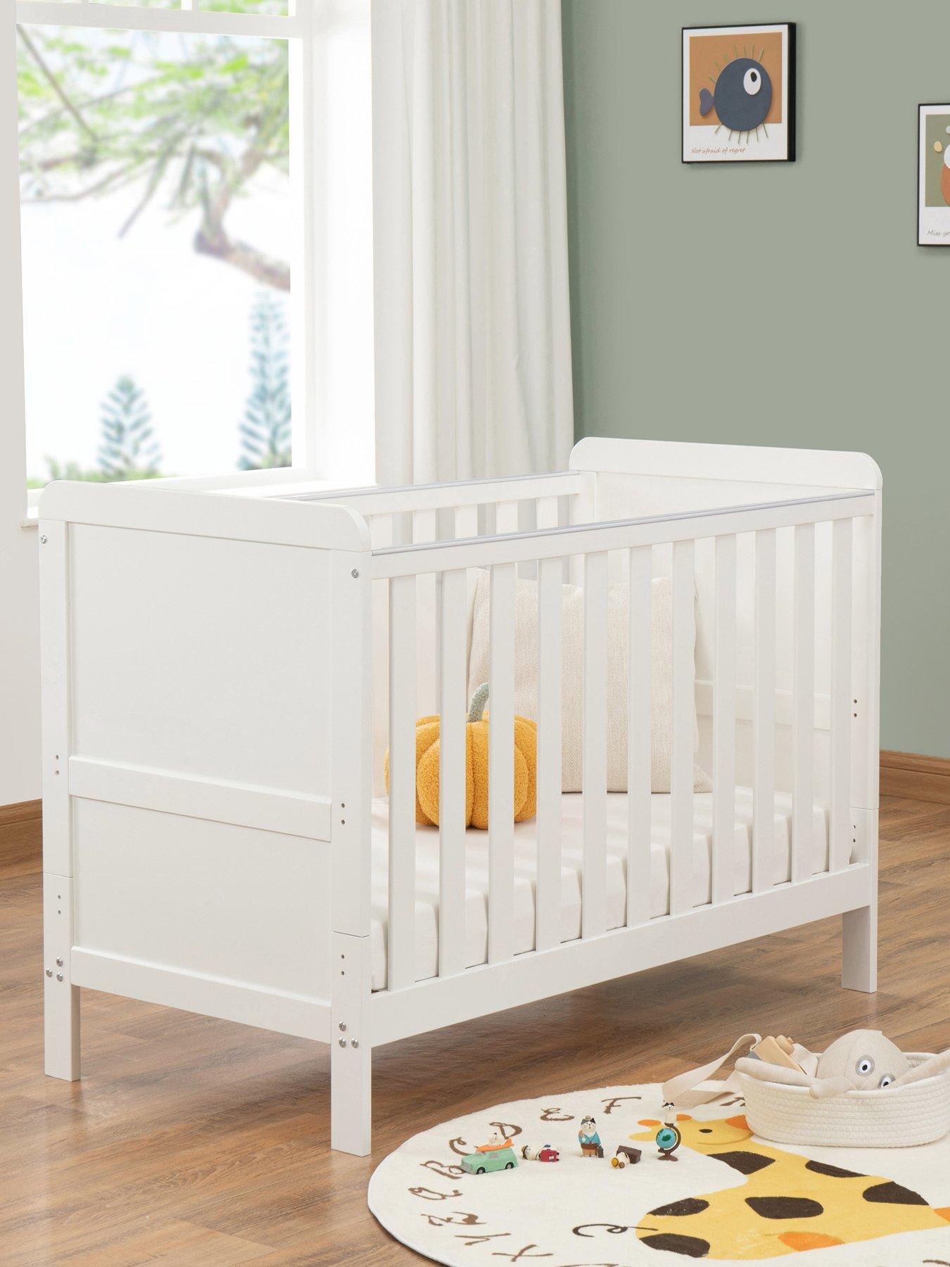 Babymore Caro Urban Mini Cot Bed White with Fibre Mattress