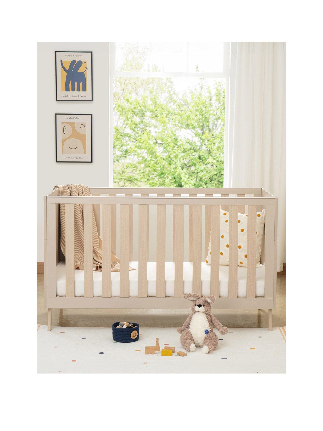  image of babymore-dante-cot-bed-cashmere-with-fibre-mattress