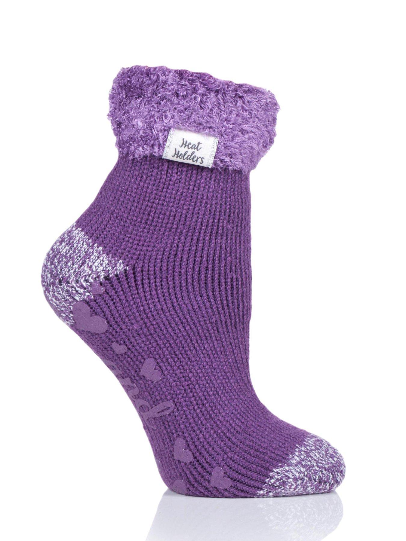 Heat Holders Daisy Mauve Twist Cosy Socks - Aubergine Purple