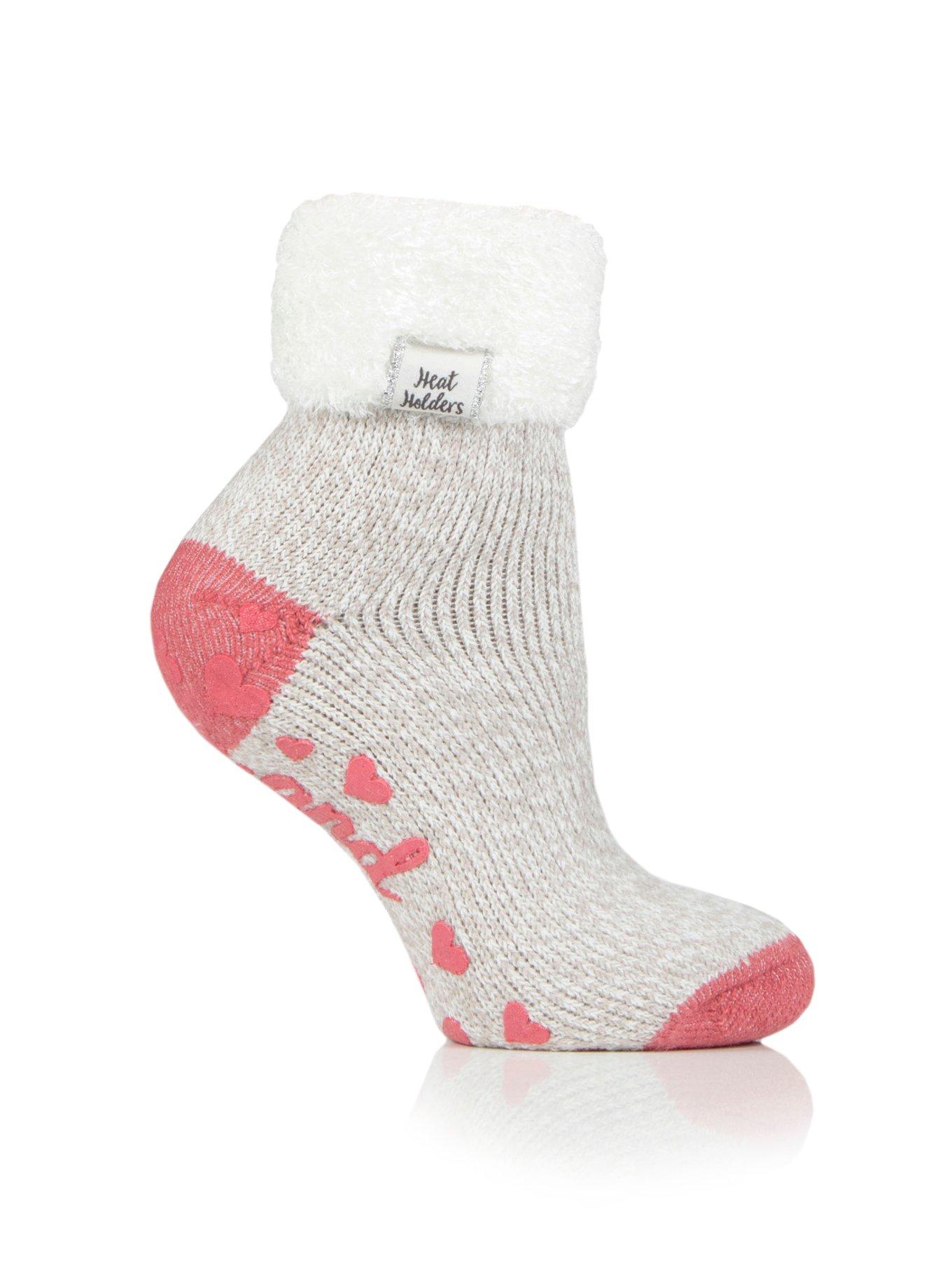  image of heat-holders-daisy-twist-cosy-socks-pinkgrey
