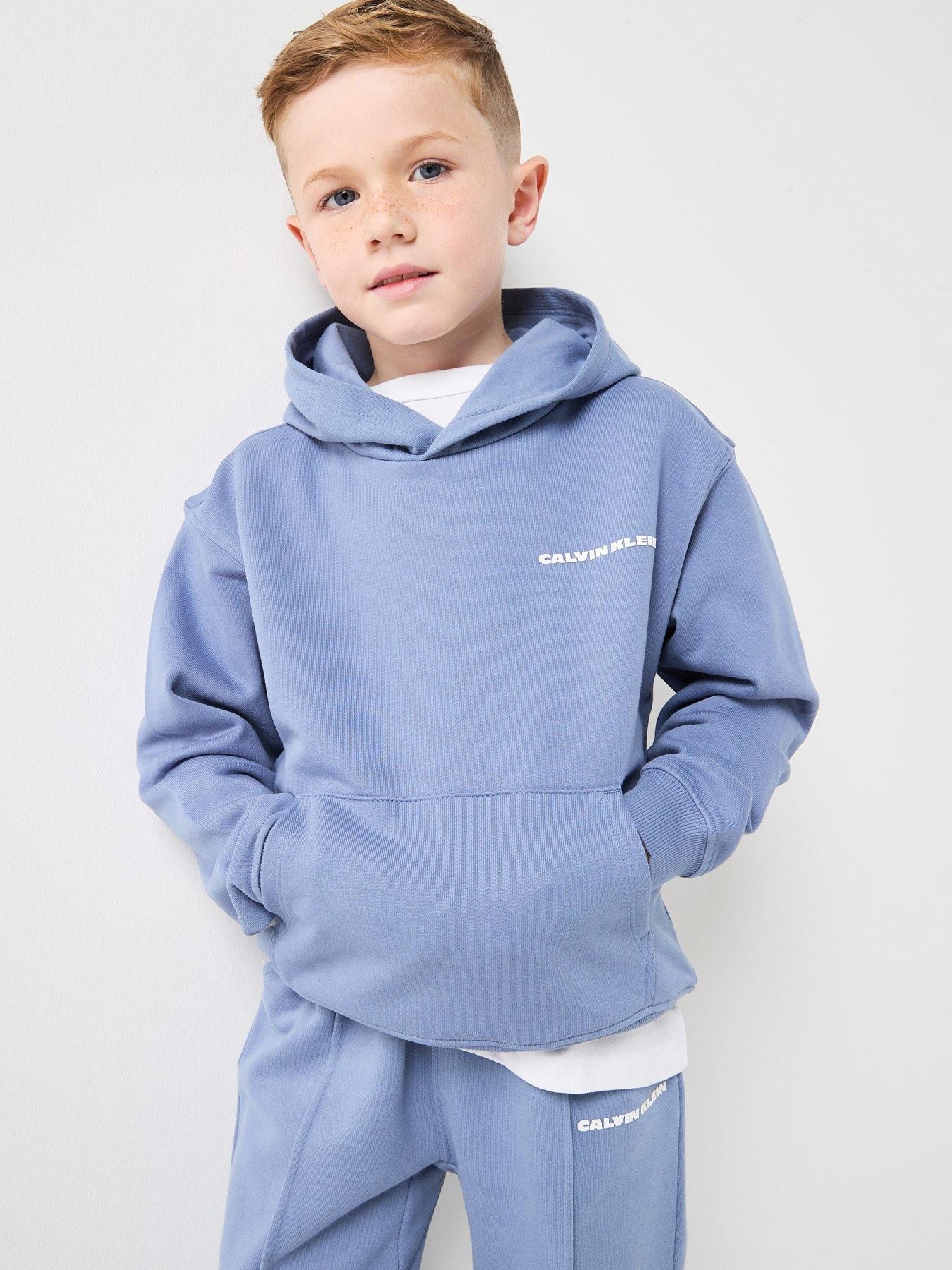 front image of calvin-klein-jeans-boys-relaxed-back-hoodie-blue