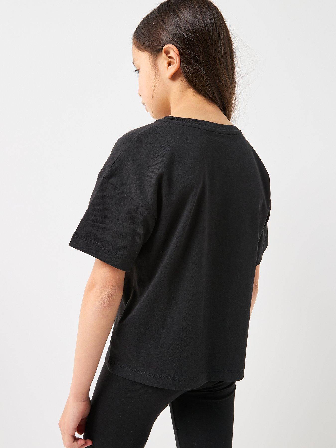 Image 2 of 5 of Calvin Klein Jeans Girls Ck Logo Short Sleeve Boxy T-Shirt - Black