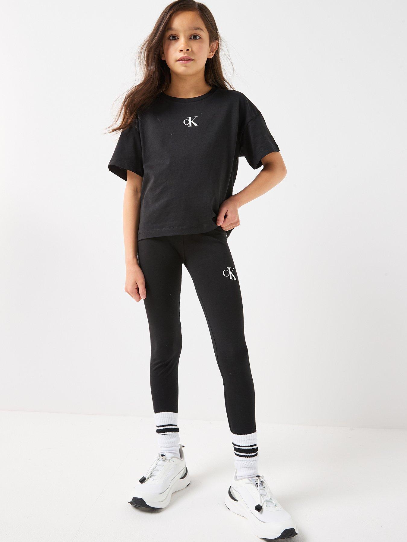 Image 5 of 5 of Calvin Klein Jeans Girls Ck Logo Short Sleeve Boxy T-Shirt - Black