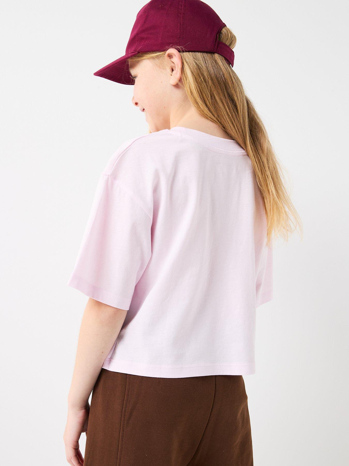  image of calvin-klein-jeans-girls-velvet-monogram-boxy-short-sleeve-t-shirt-pink