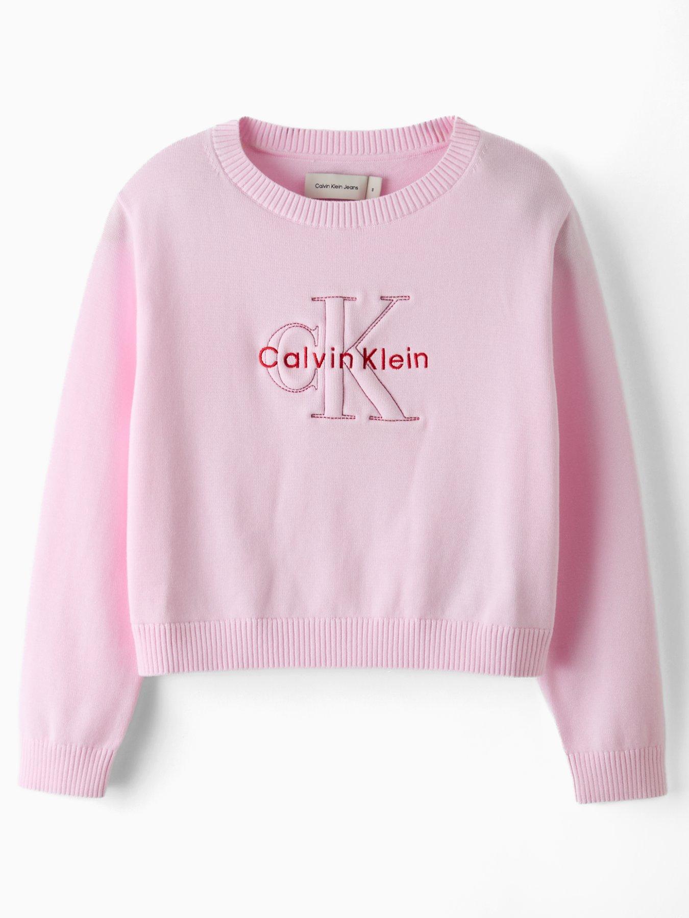  image of calvin-klein-jeans-girls-monologo-sweater-pink