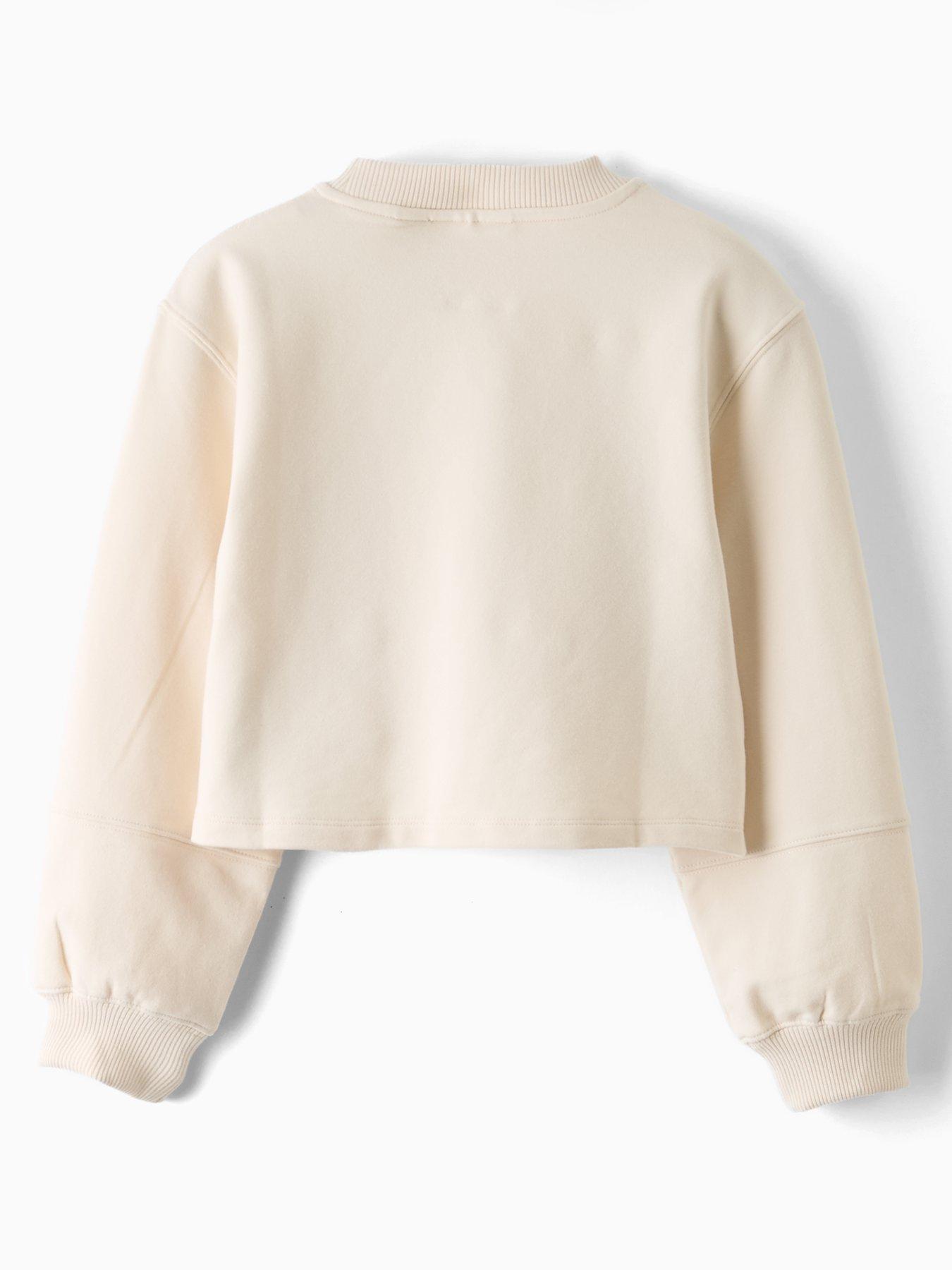  image of calvin-klein-jeans-girls-folded-logo-label-sweatshirt-cream