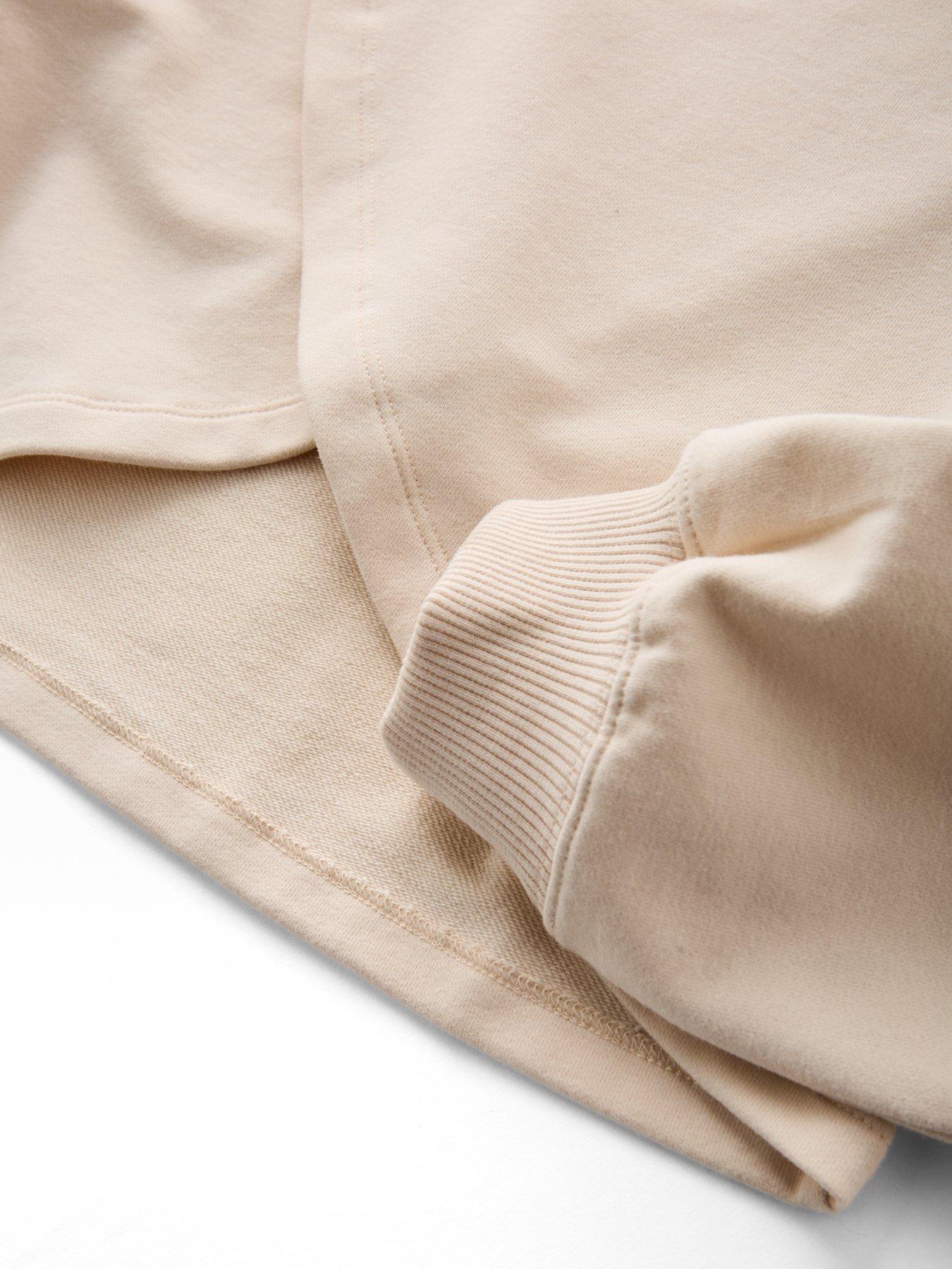  image of calvin-klein-jeans-girls-folded-logo-label-sweatshirt-cream