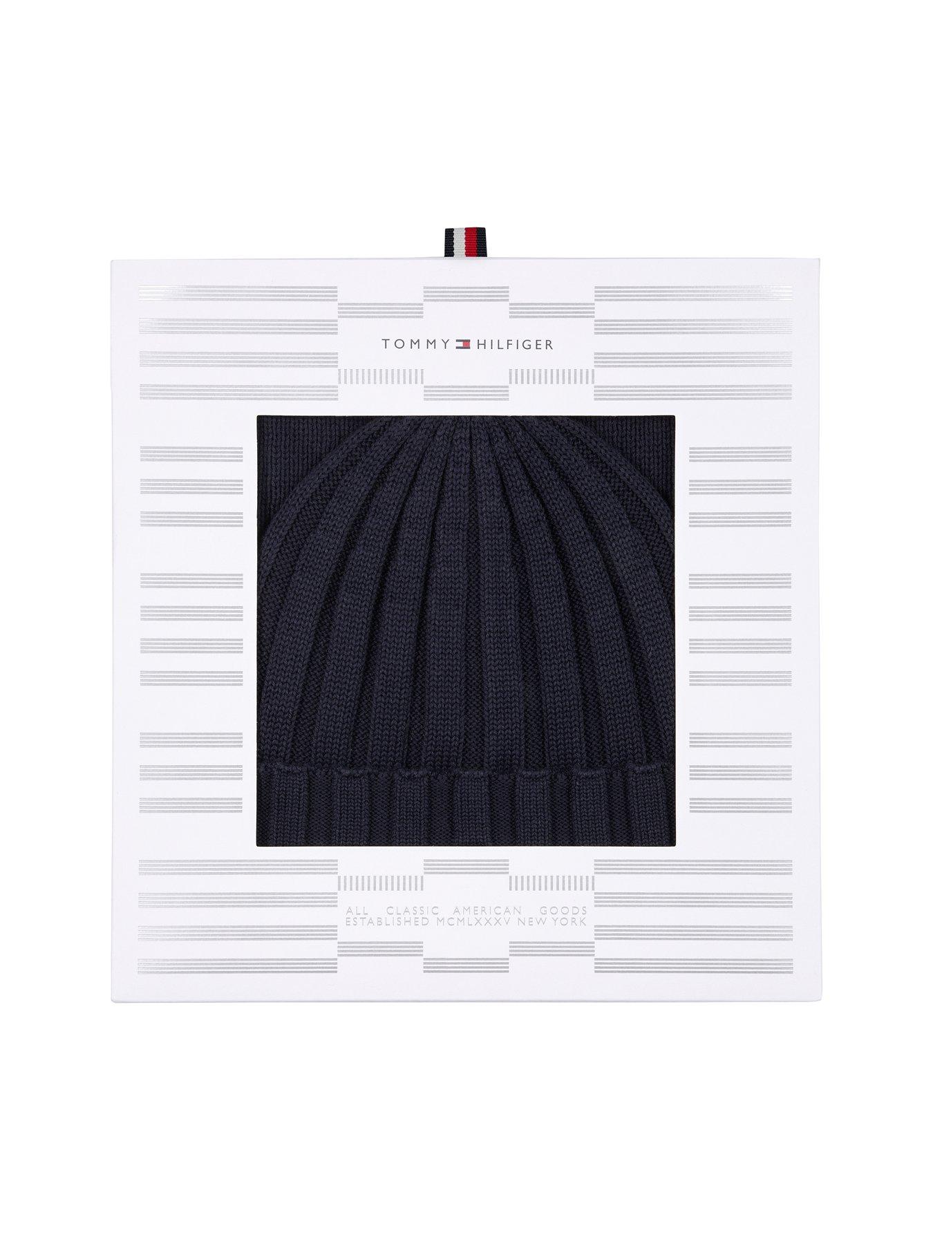  image of tommy-hilfiger-kids-small-flag-beanie-and-scarf-gift-set-navy