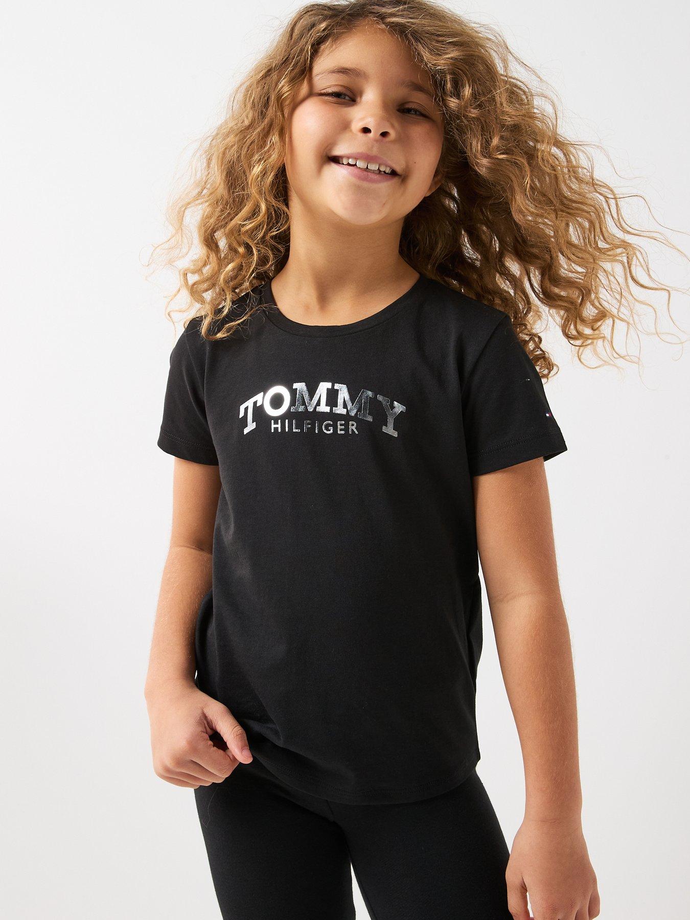 Tommy Hilfiger Girls Foil Short Sleeve T-Shirt - Black