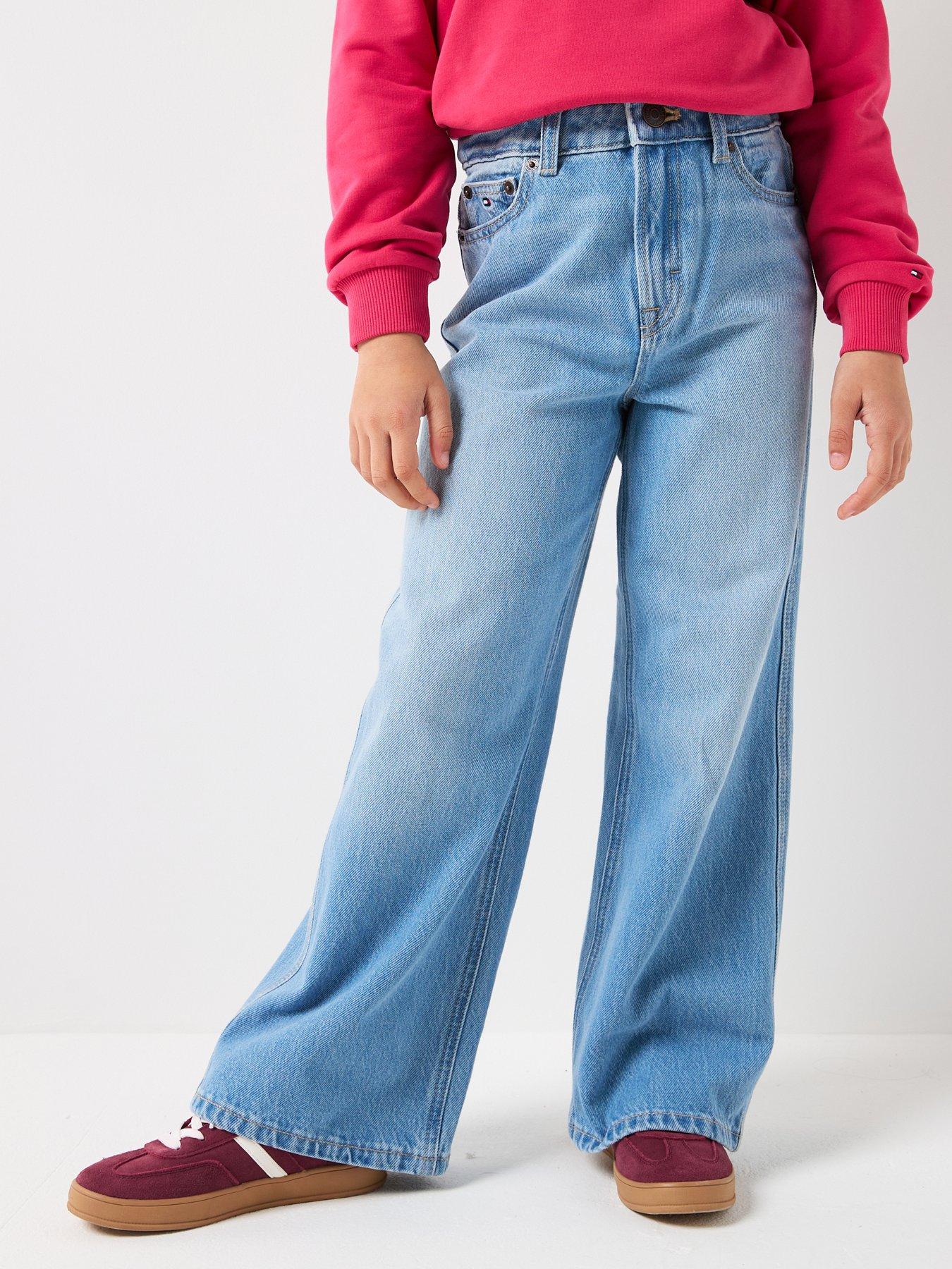 Tommy Hilfiger Girls Mabel Wide Leg Light Jeans - Light Blue