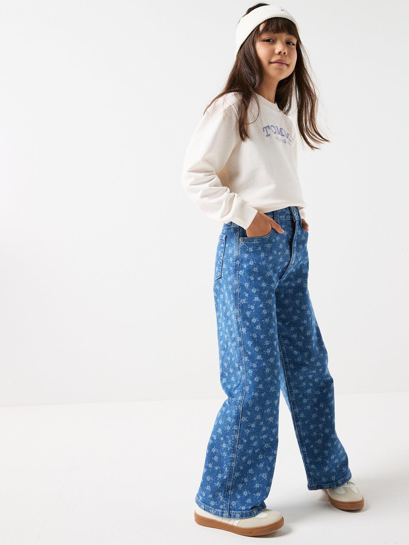  image of tommy-hilfiger-girls-high-rib-hem-crew-neck-cream