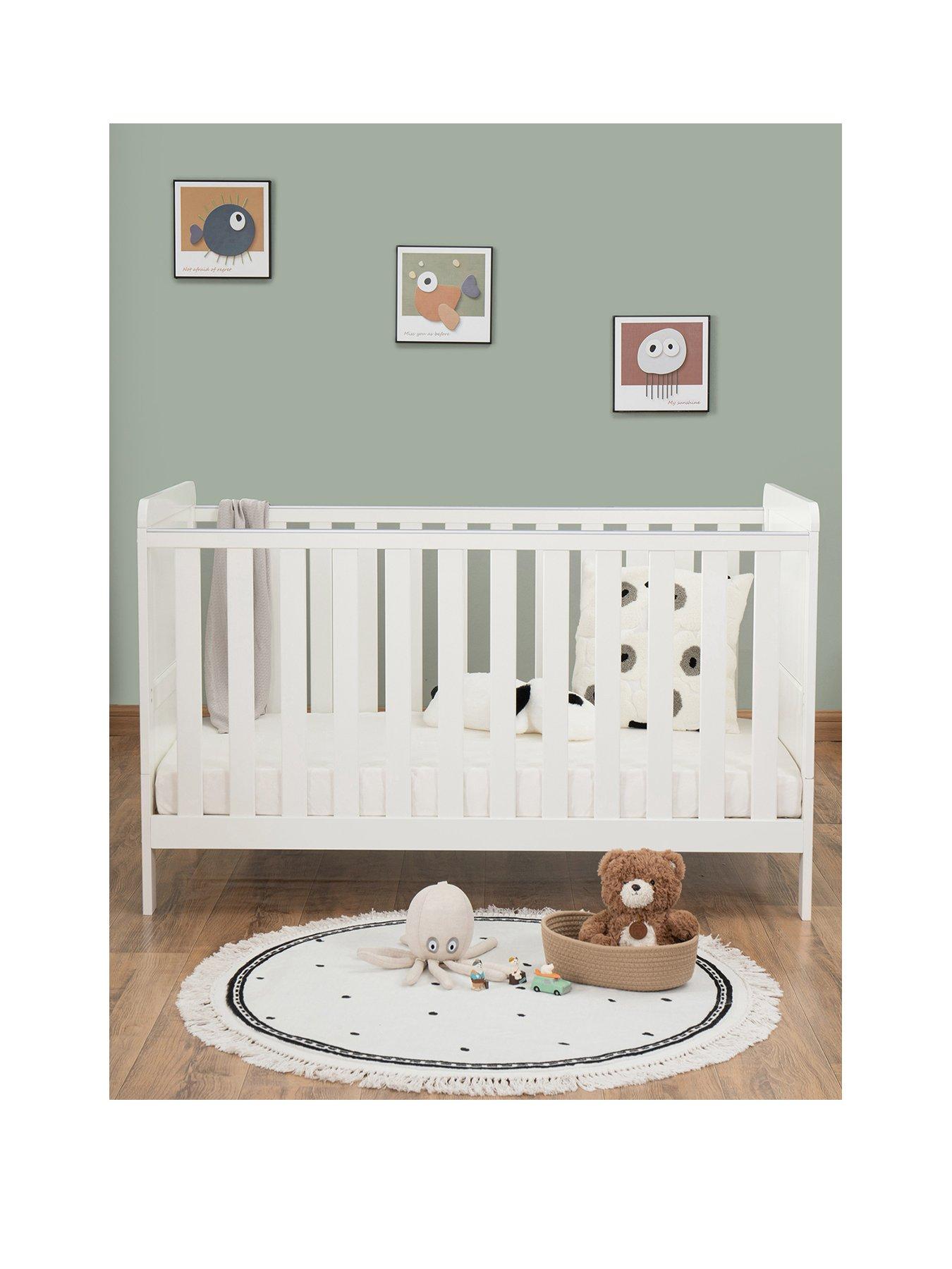 Image 2 of 7 of Babymore Caro Urban Cot Bed White with Fibre Mattress