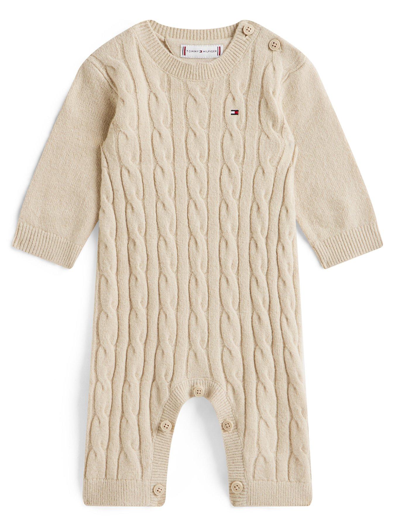  image of tommy-hilfiger-cable-knit-relaxed-coverall-beige